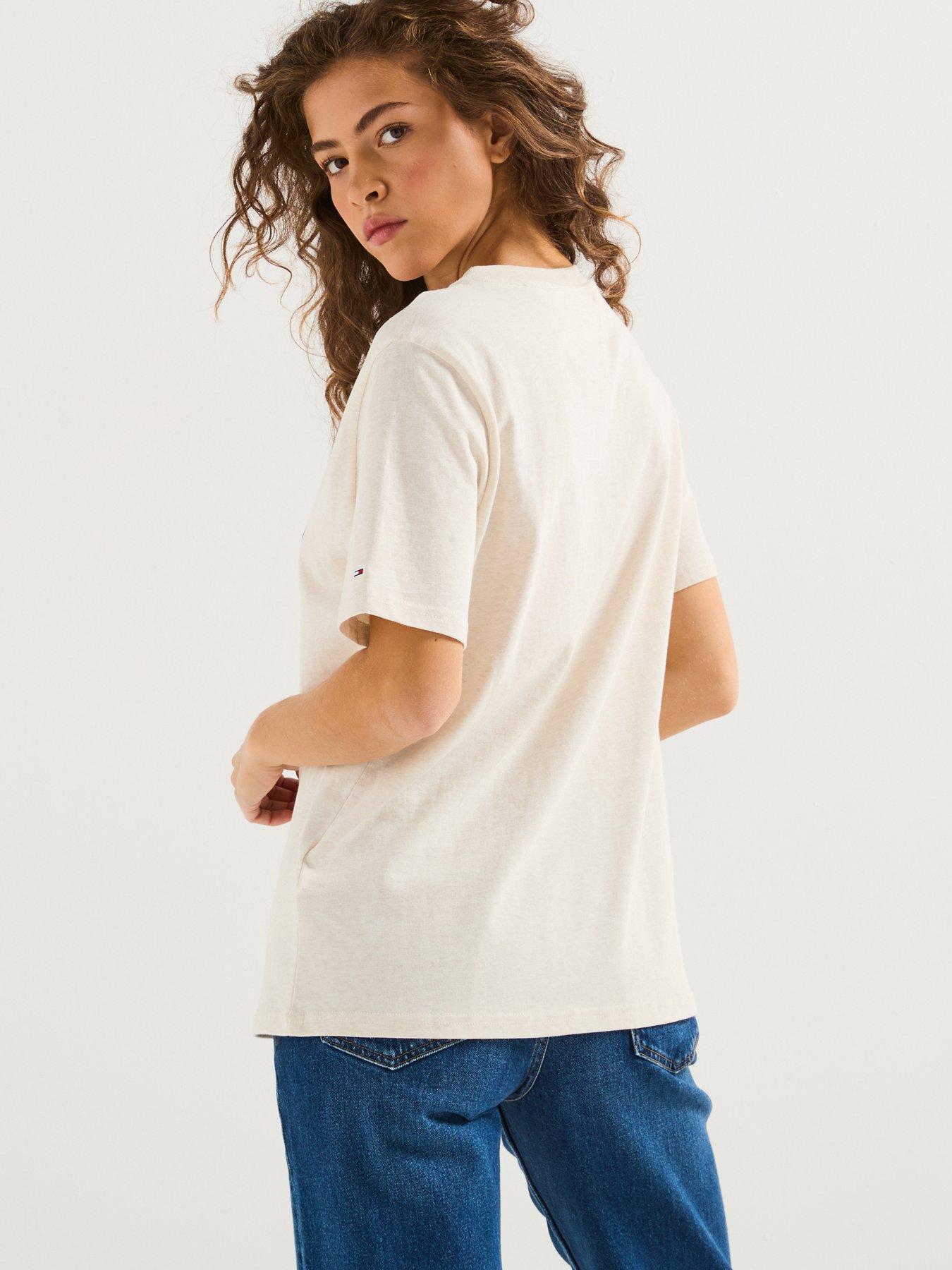 Image 2 of 4 of Tommy Jeans Tiger Varisty T-Shirt - Cream