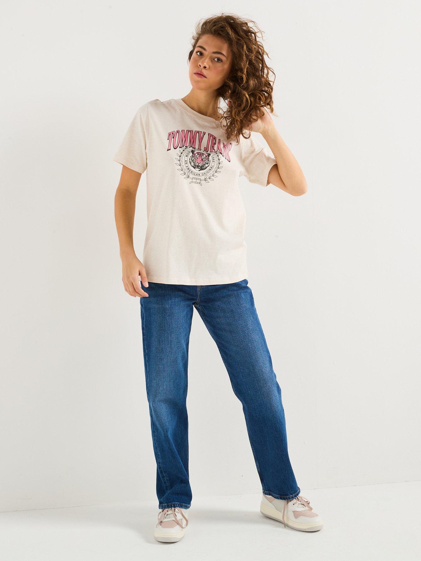 Image 3 of 4 of Tommy Jeans Tiger Varisty T-Shirt - Cream