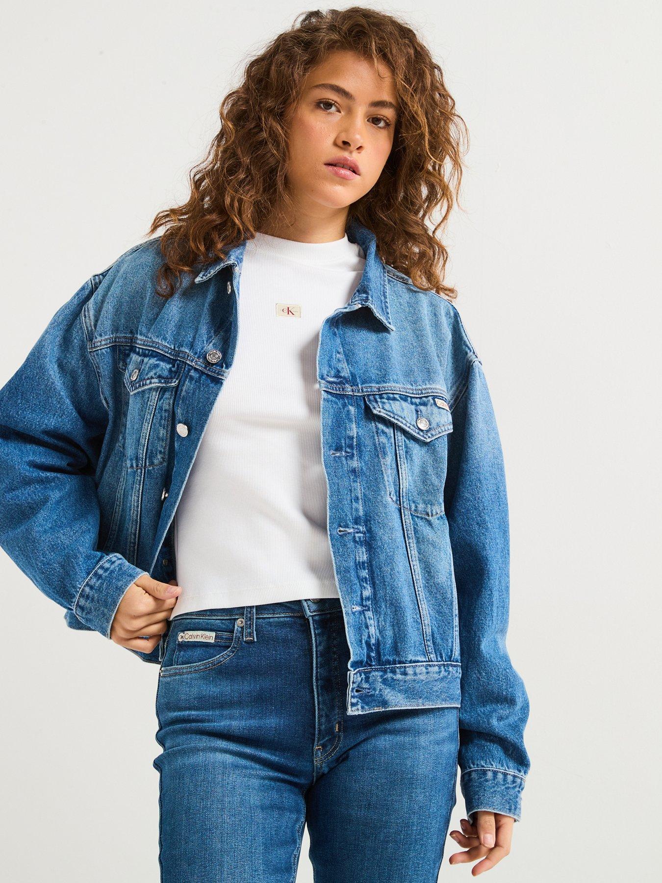 Image of Calvin Klein Jeans Boxy Denim Jacket - Blue