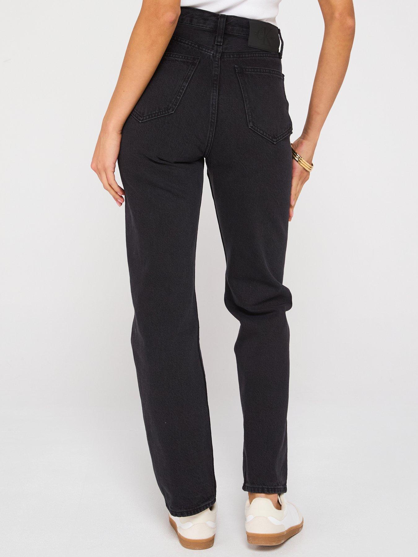 Image 2 of 6 of Calvin Klein Jeans High Rise Straight Leg Jean - Black