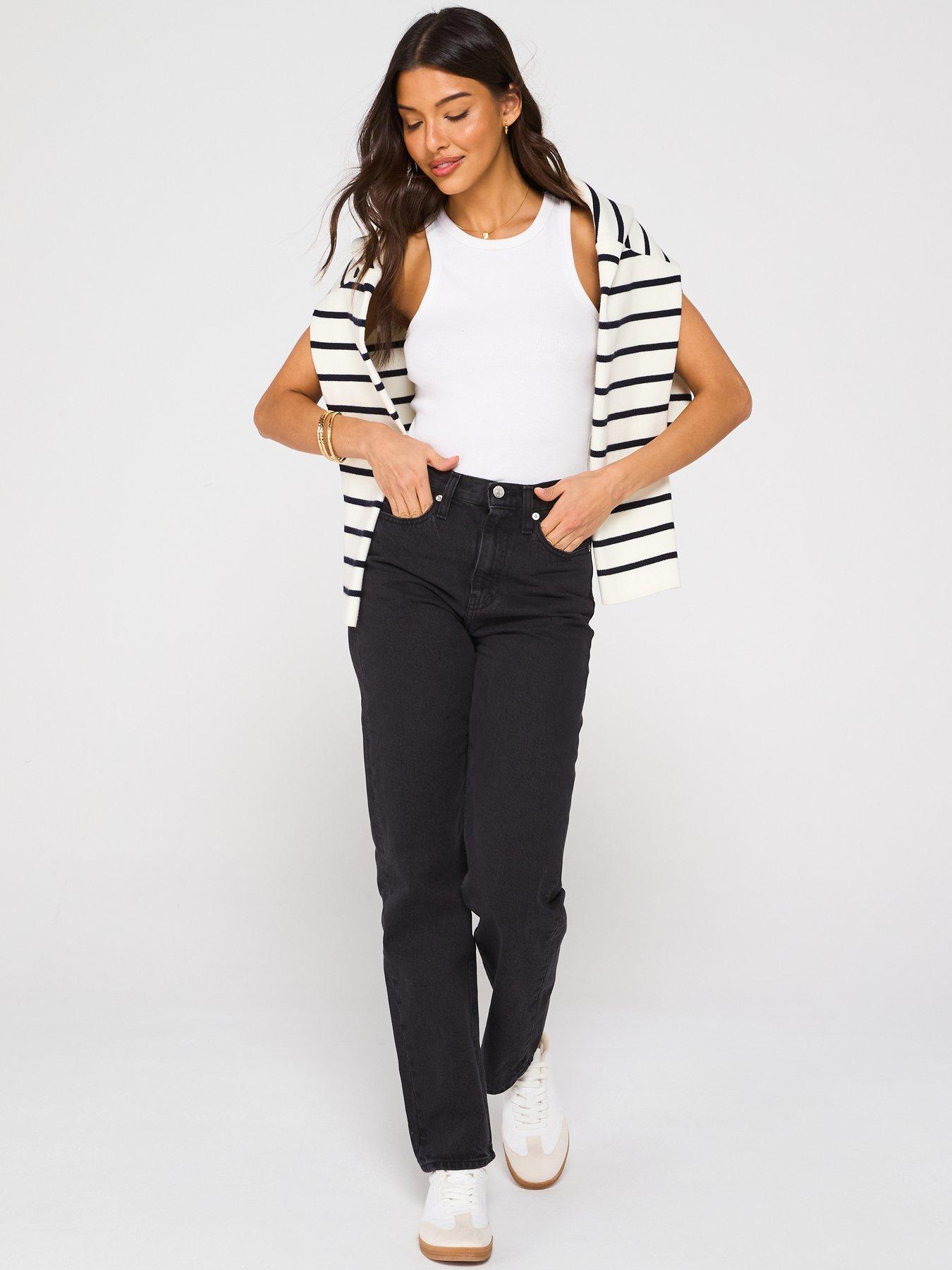 Image 3 of 6 of Calvin Klein Jeans High Rise Straight Leg Jean - Black
