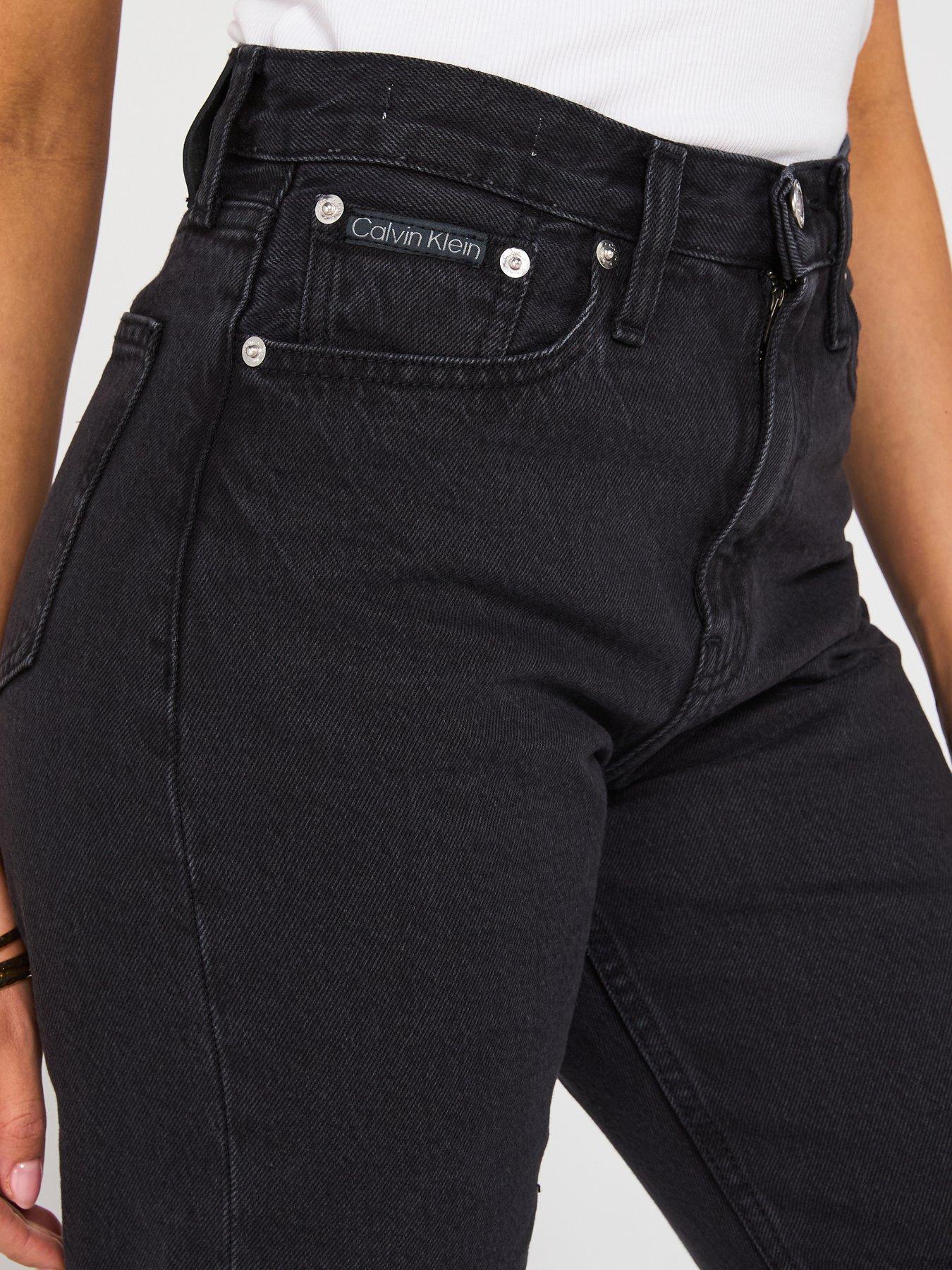 Image 4 of 6 of Calvin Klein Jeans High Rise Straight Leg Jean - Black