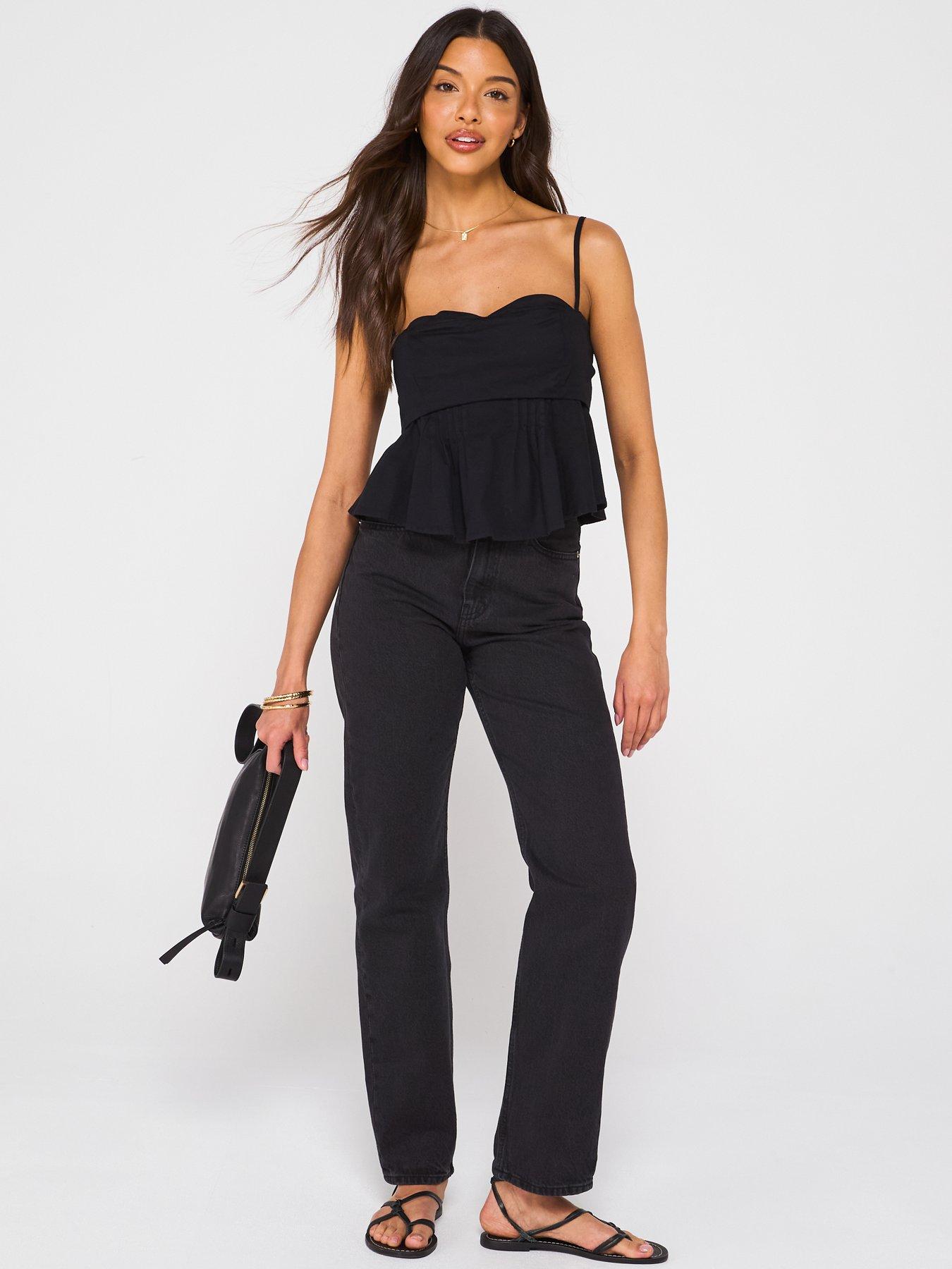 Image 6 of 6 of Calvin Klein Jeans High Rise Straight Leg Jean - Black