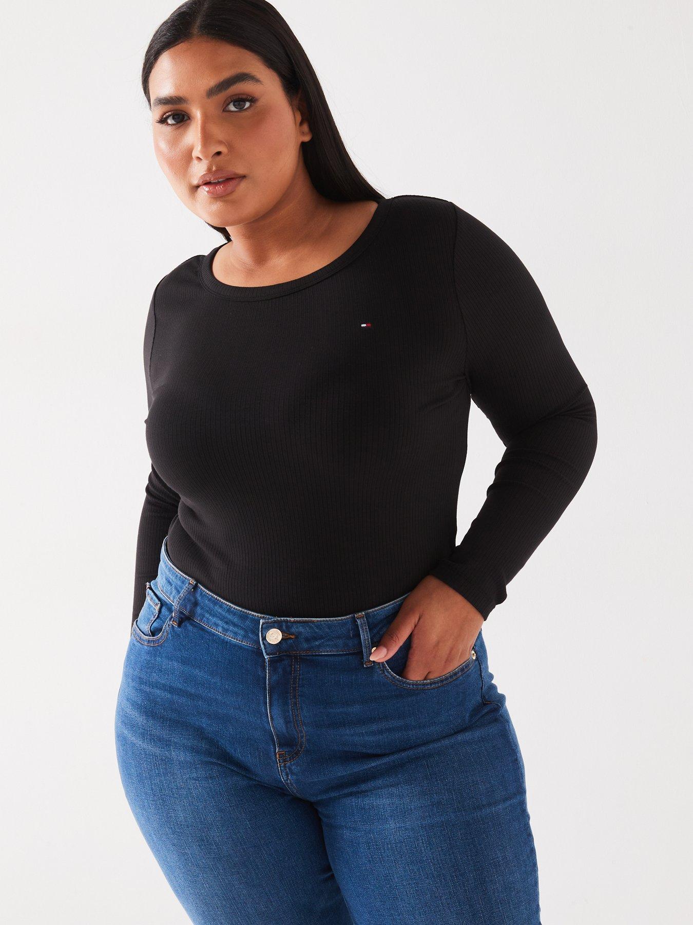 tommy-hilfiger-plus-size-crew-neck-long-sleeve-top-blackdetail