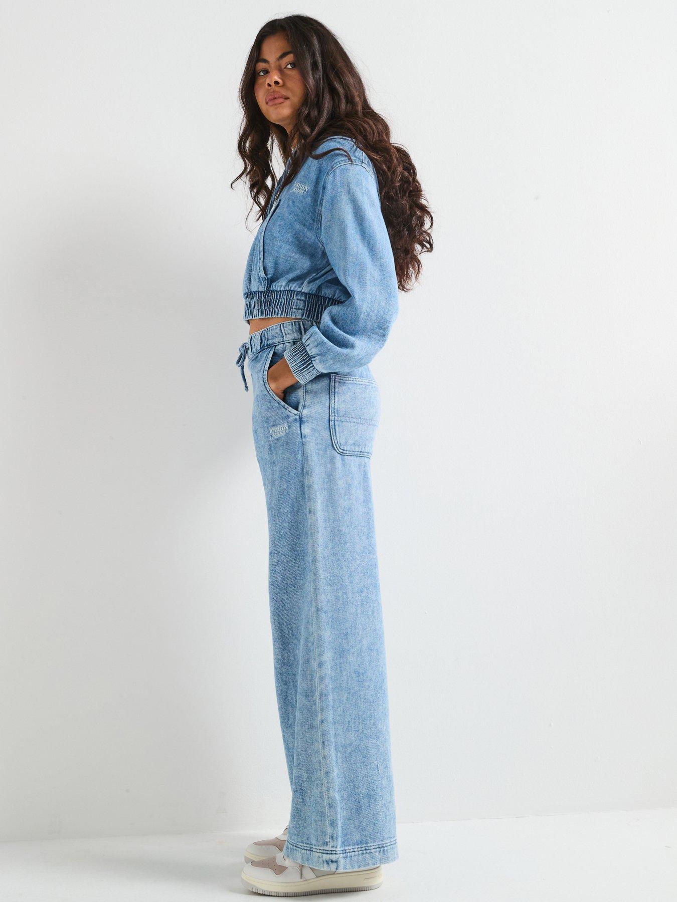 undefined Wide Leg Drawstring Trousers - Blue