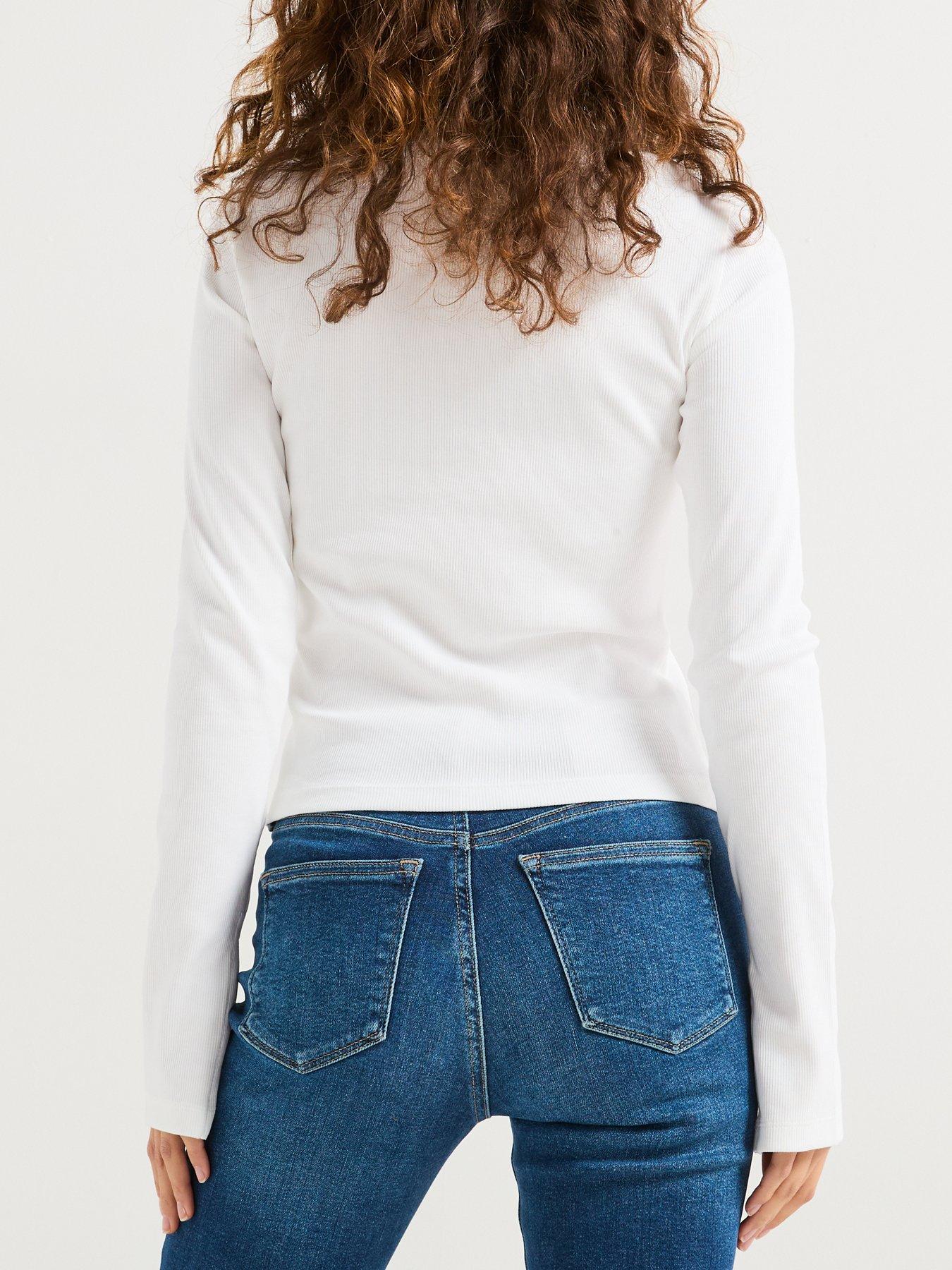 calvin-klein-jeans-woven-label-logo-ribbed-long-sleeve-top-whitestillFront