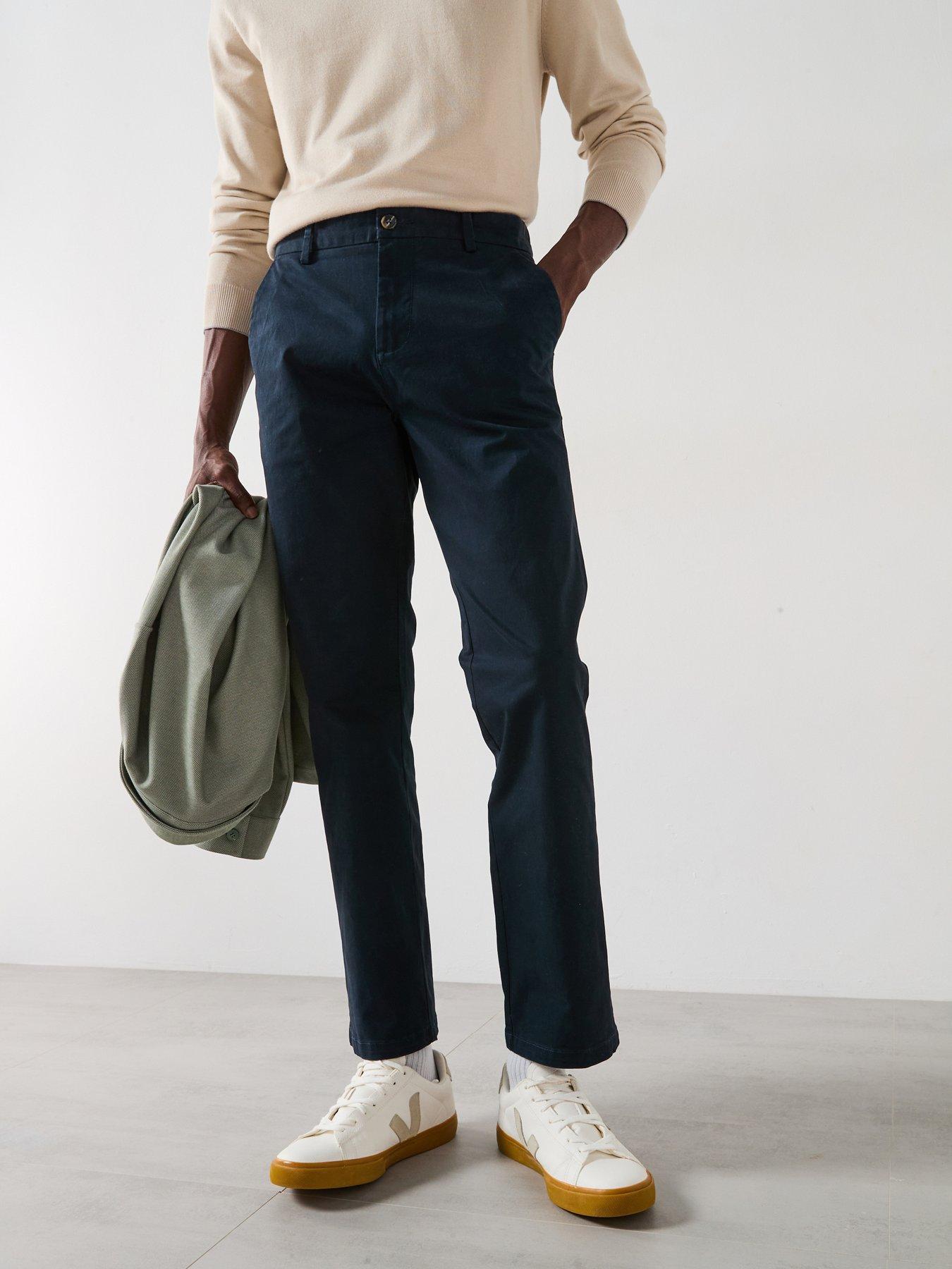 undefined Straight Stretch Chino Trousers - Navy