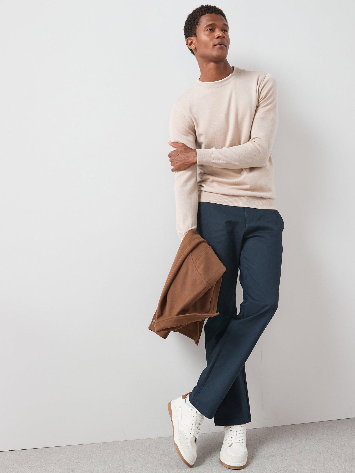 Image 1 of 6 of The Very Collection Straight Stretch Chino Trousers - Navy