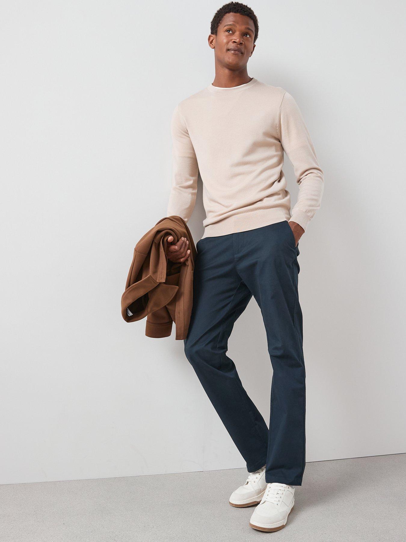 Image 3 of 6 of The Very Collection Straight Stretch Chino Trousers - Navy