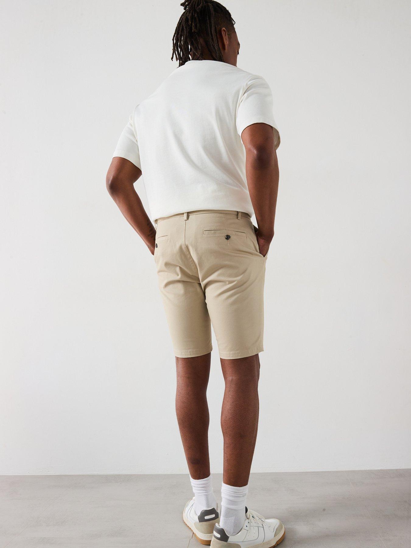 Image 2 of 6 of Brooker Cotton Rich Slim Stretch Chino Shorts - Stone
