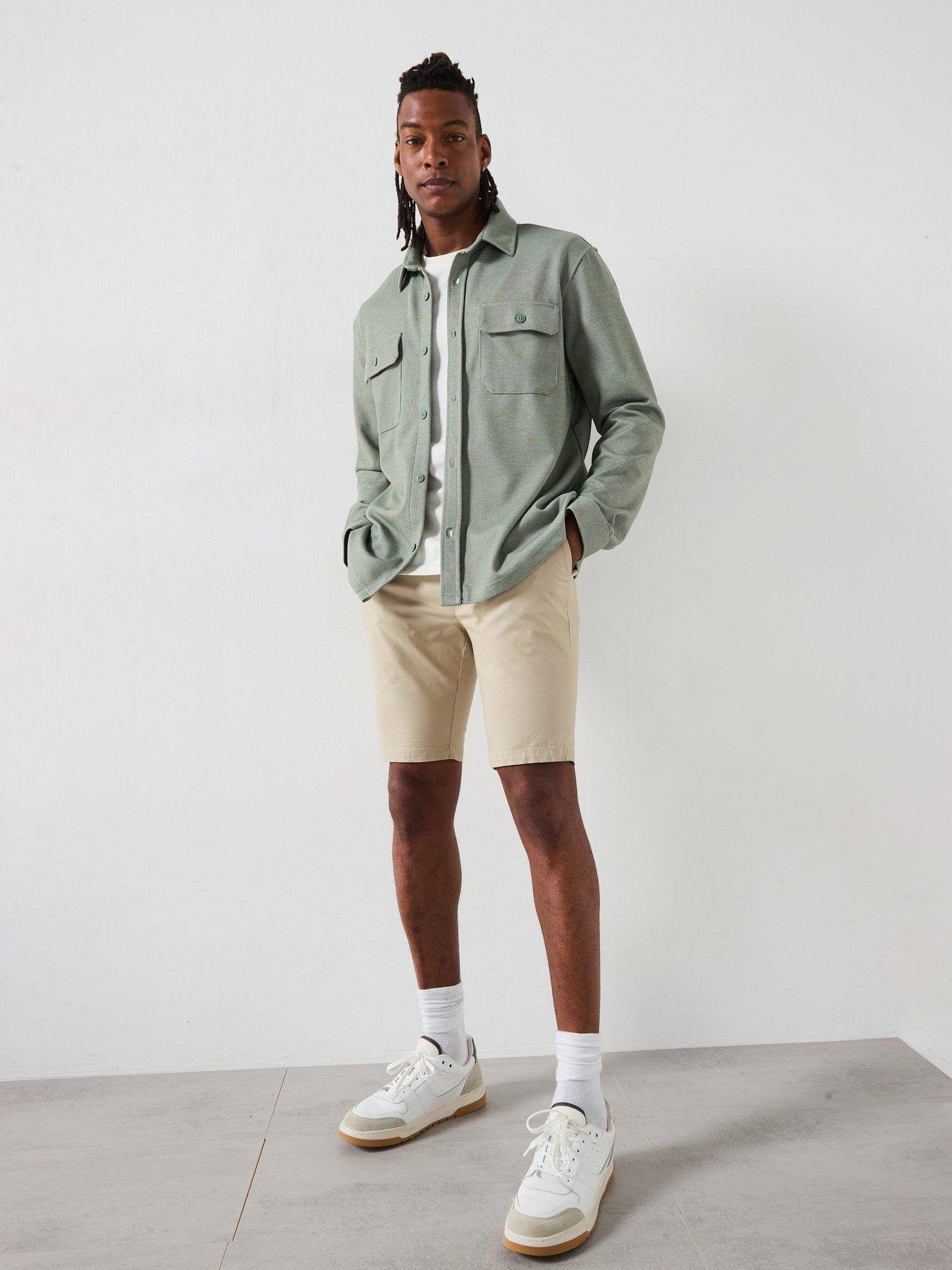 Image 3 of 6 of Brooker Cotton Rich Slim Stretch Chino Shorts - Stone