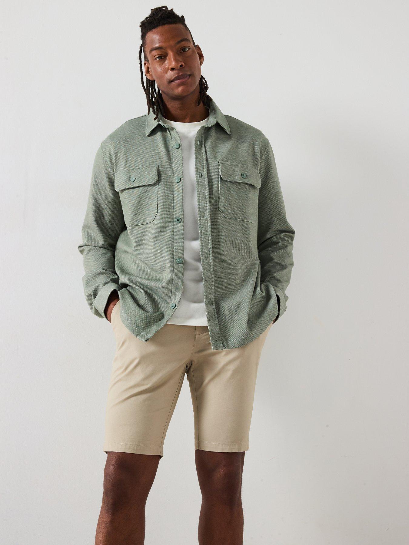 Image 4 of 6 of Brooker Cotton Rich Slim Stretch Chino Shorts - Stone