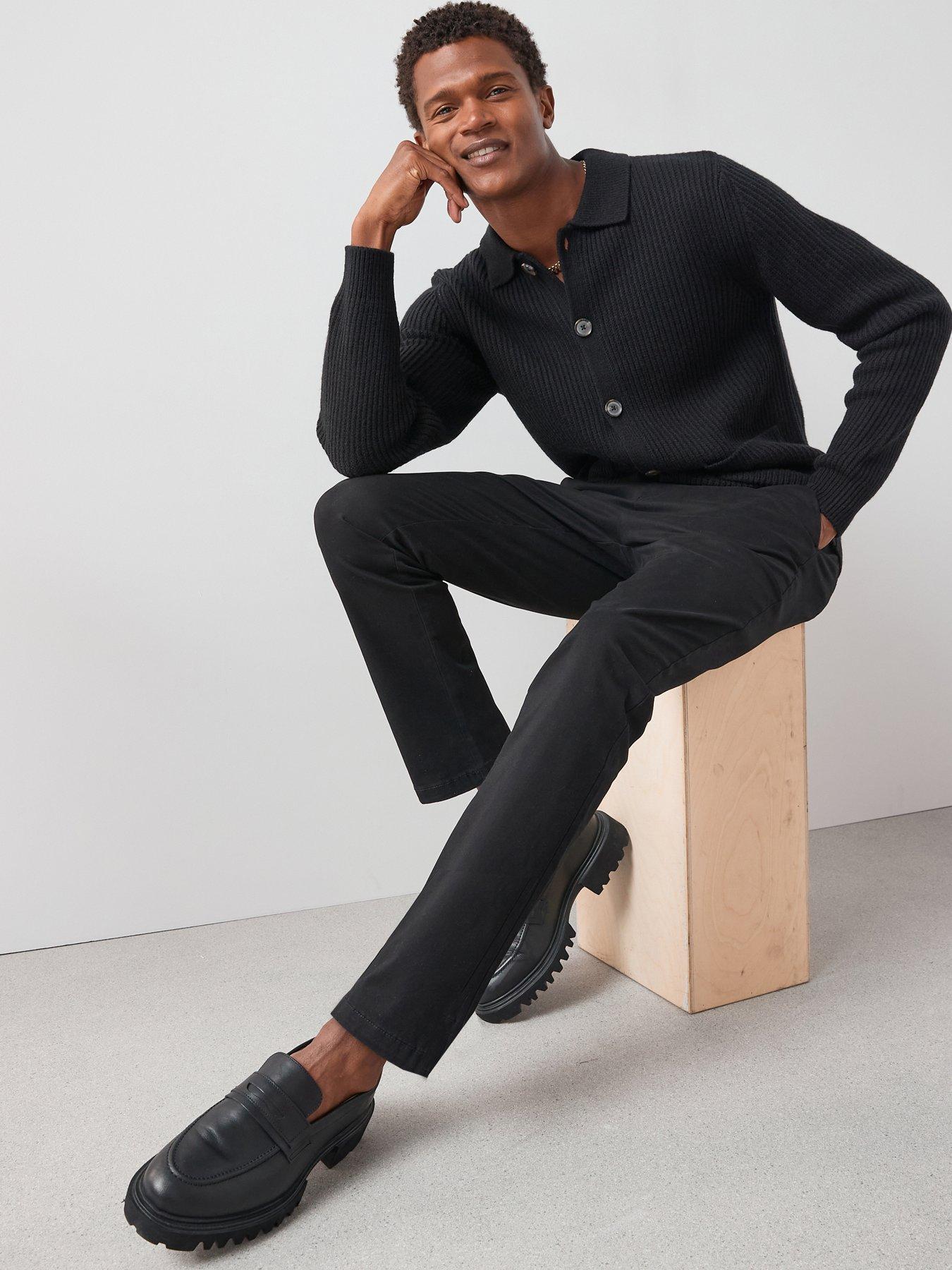 Image 1 of 6 of The Very Collection Cotton Rich Slim Stretch Chino Trousers - Black