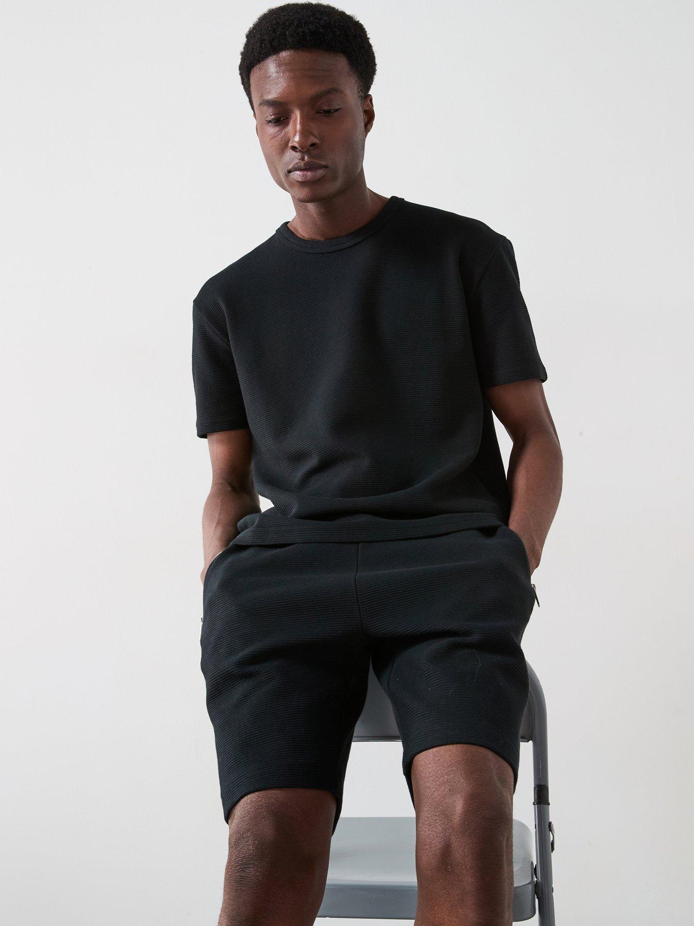 Image 1 of 6 of Very Man Textured Ottoman T-Shirt - Black