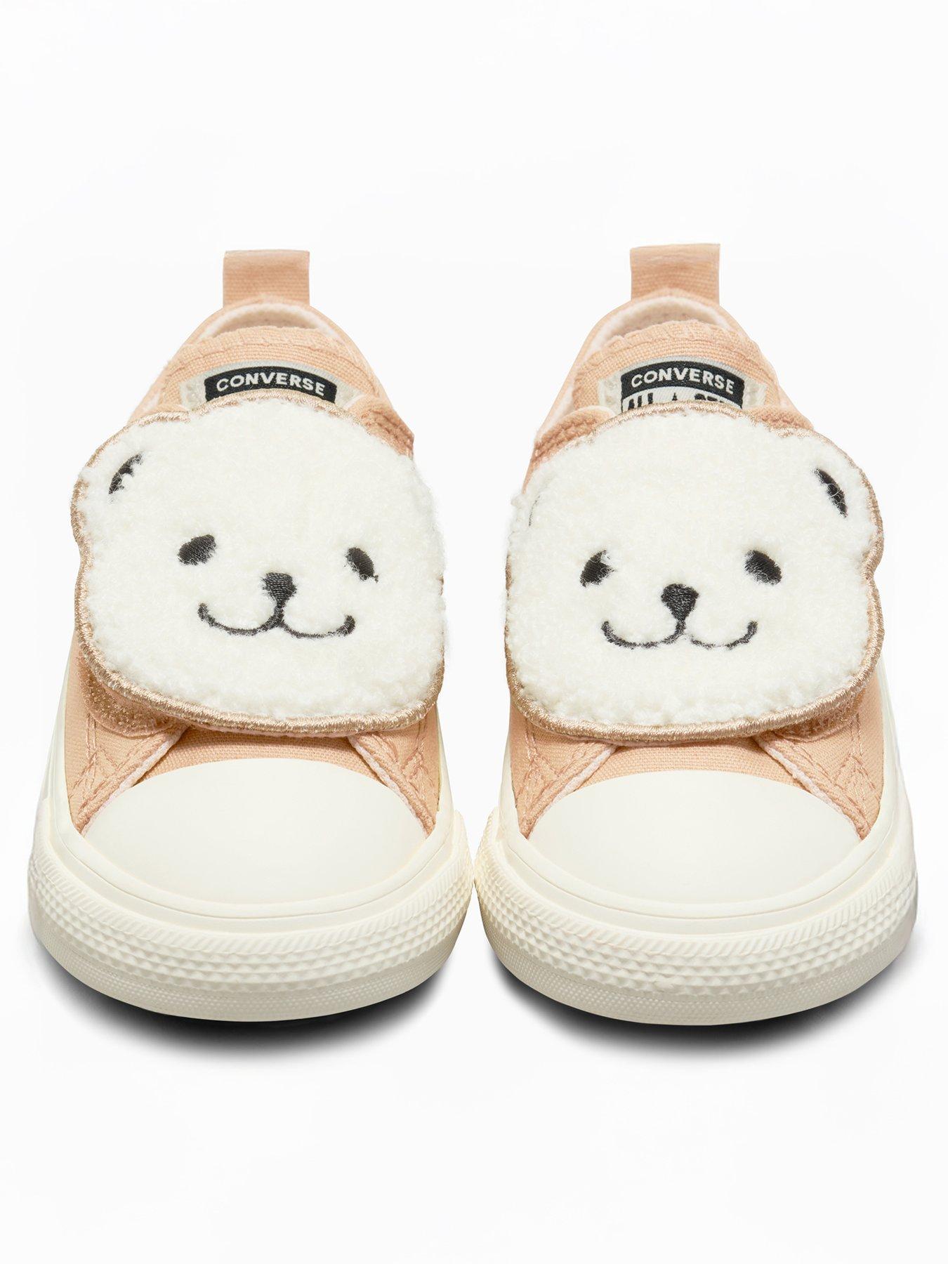 undefined Infant Cozy Essentials Chuck Taylor All Star Strap Teddy Bear Trainers - Beige