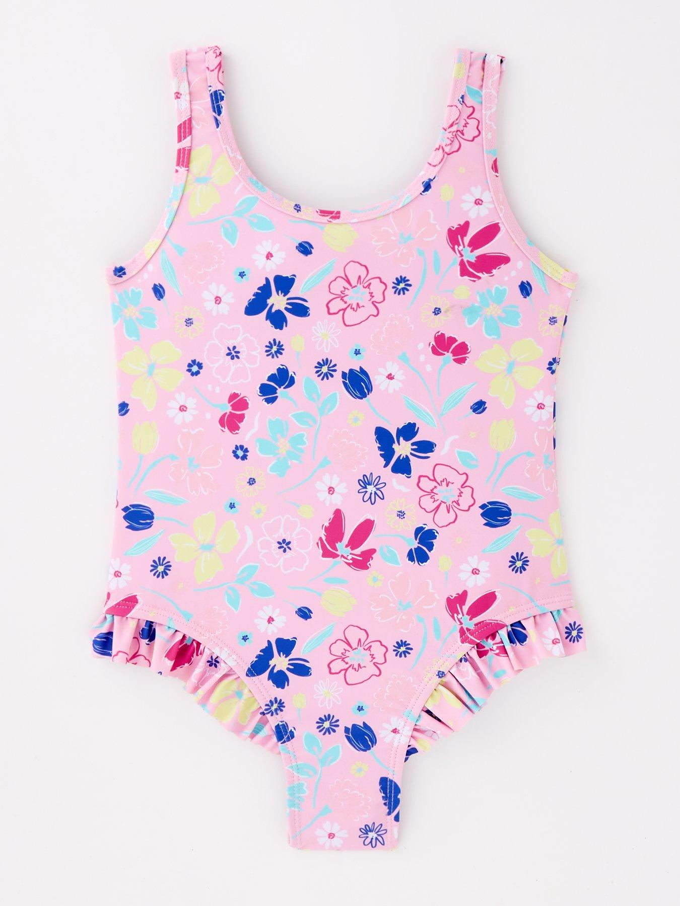 undefined Girls Flower Print Swimsuit - Multi