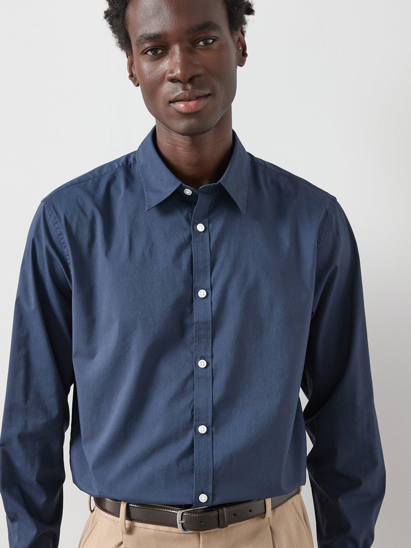 The Very Collection Longsleeve Regular Fit Easy Care Smart Shirt - Navy