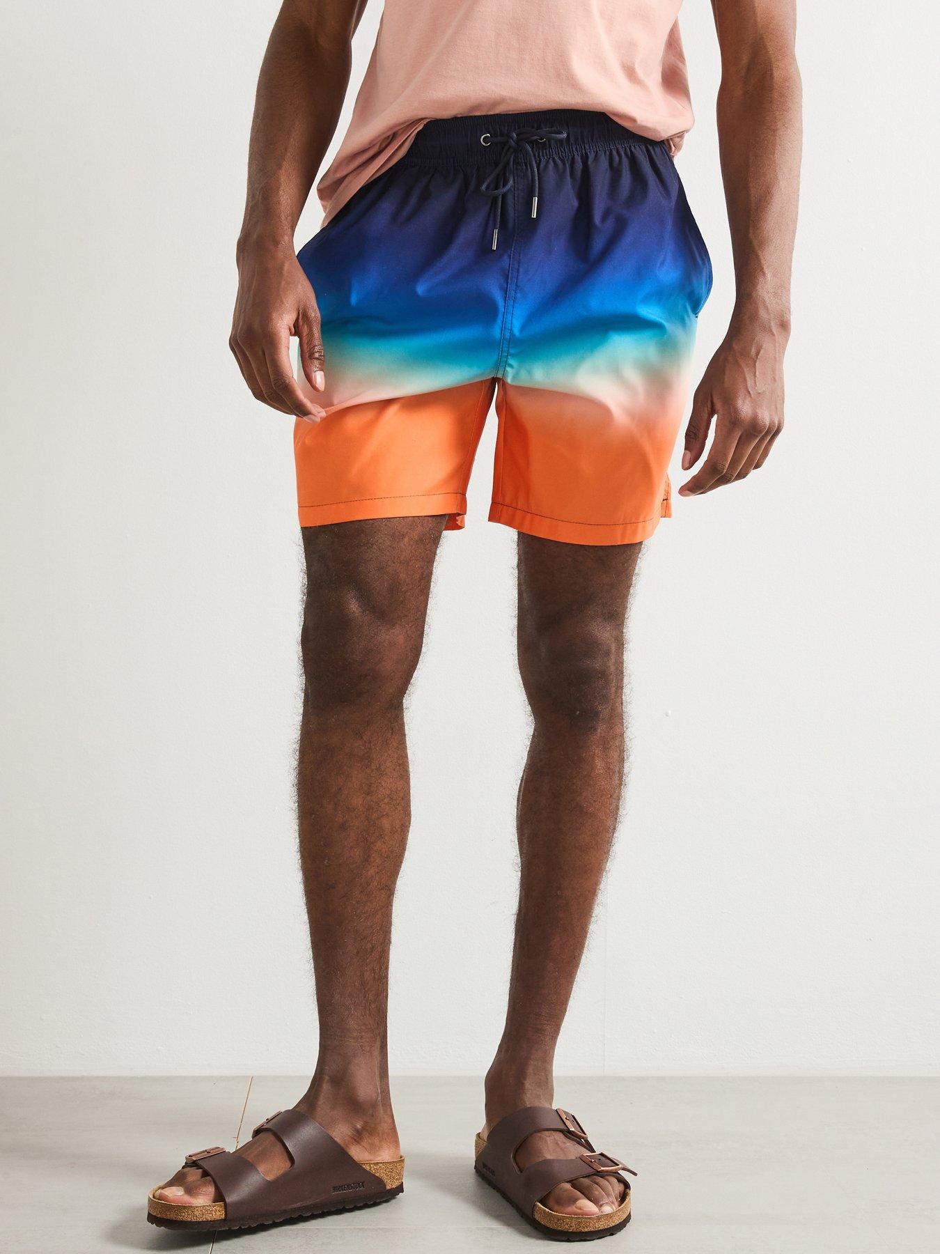 Image 1 of 4 of Very Man Ombre Printed Swim Shorts - Navy/Coral