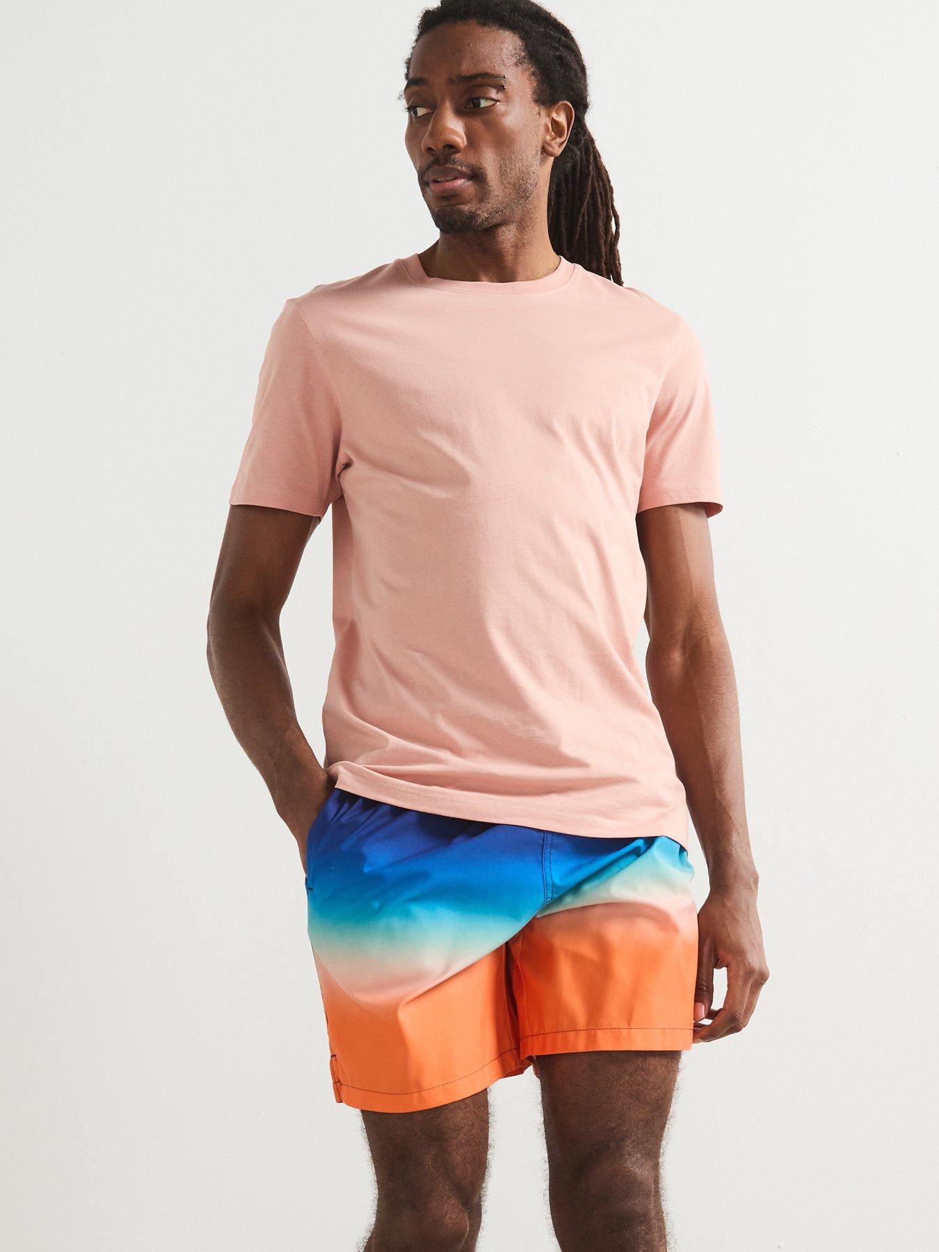 Image 4 of 4 of Very Man Ombre Printed Swim Shorts - Navy/Coral