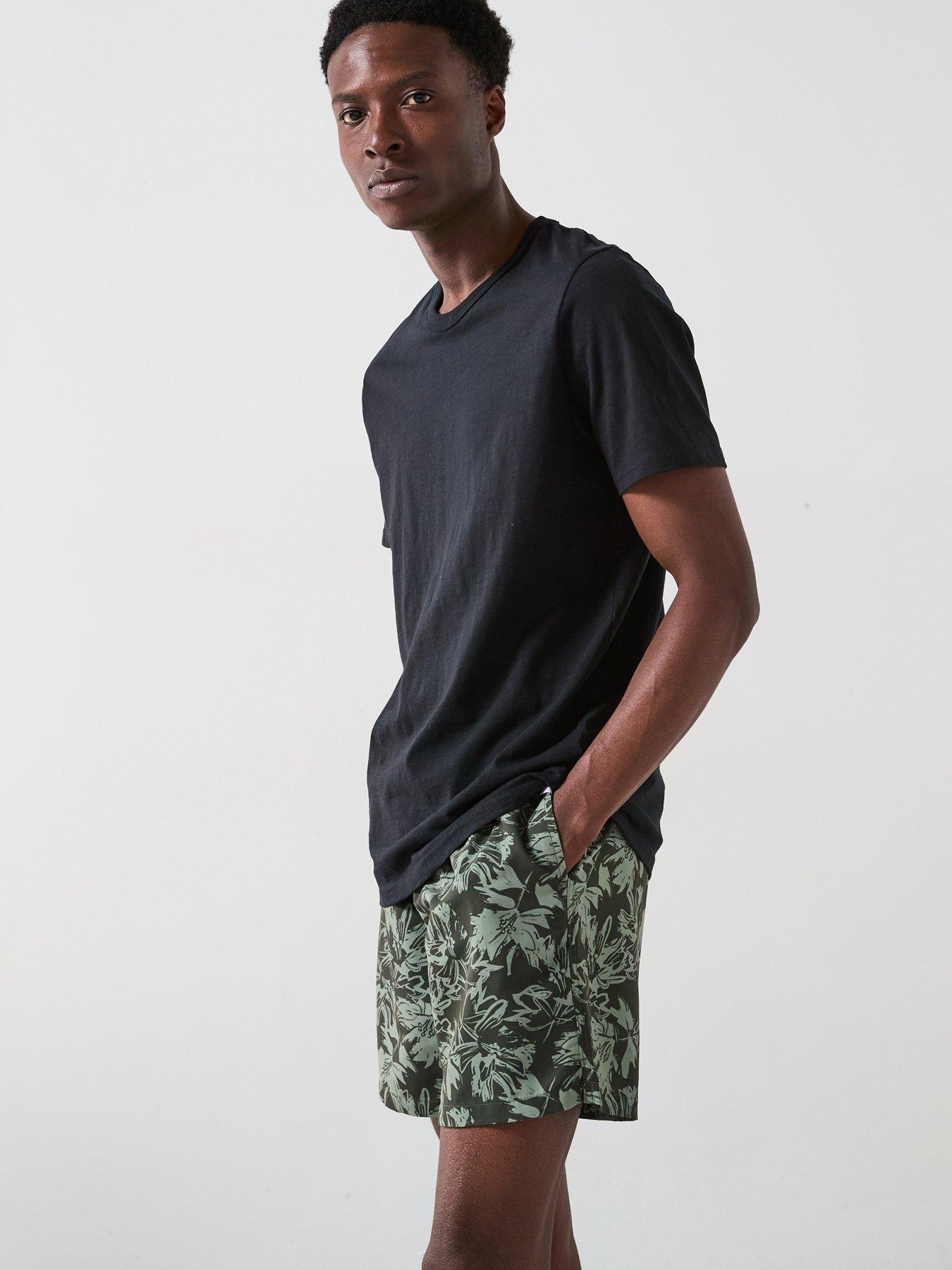 Image 4 of 6 of Very Man Abstract Palm Printed Swim Shorts - Khaki
