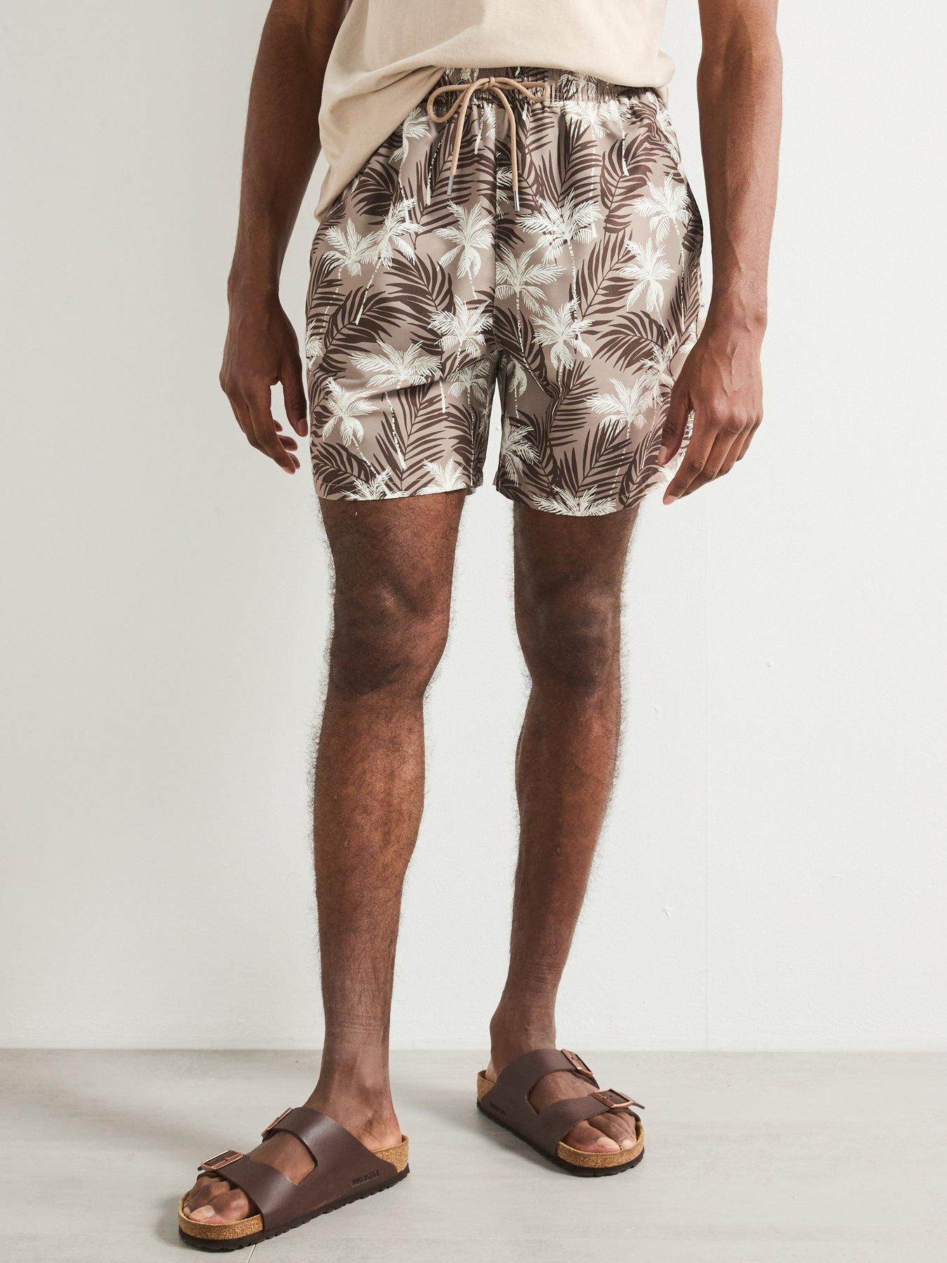 Very Man Tropical Palm Printed Swim Shorts - Beige