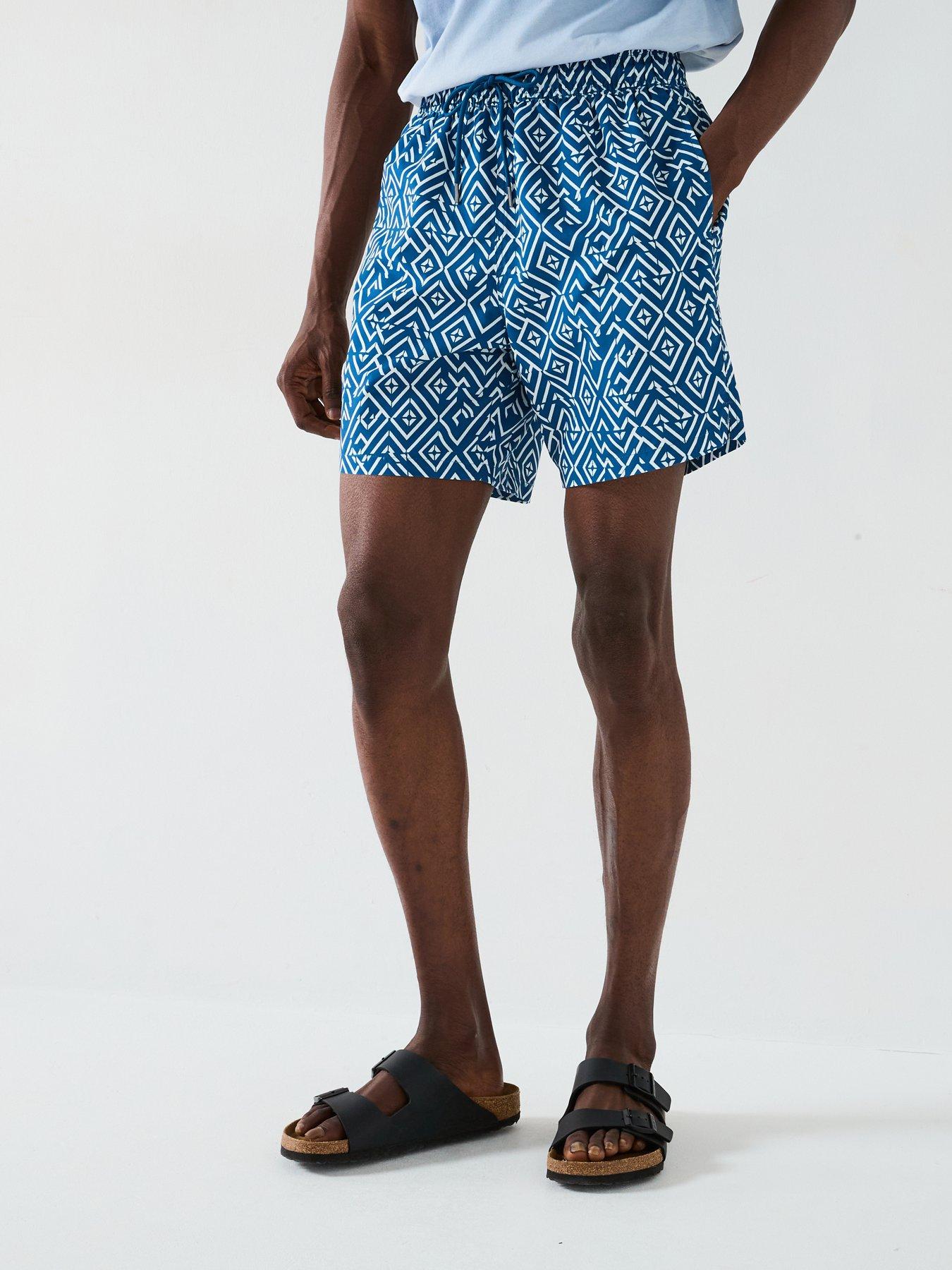 Very Man Geo Printed Swim Shorts - Blue