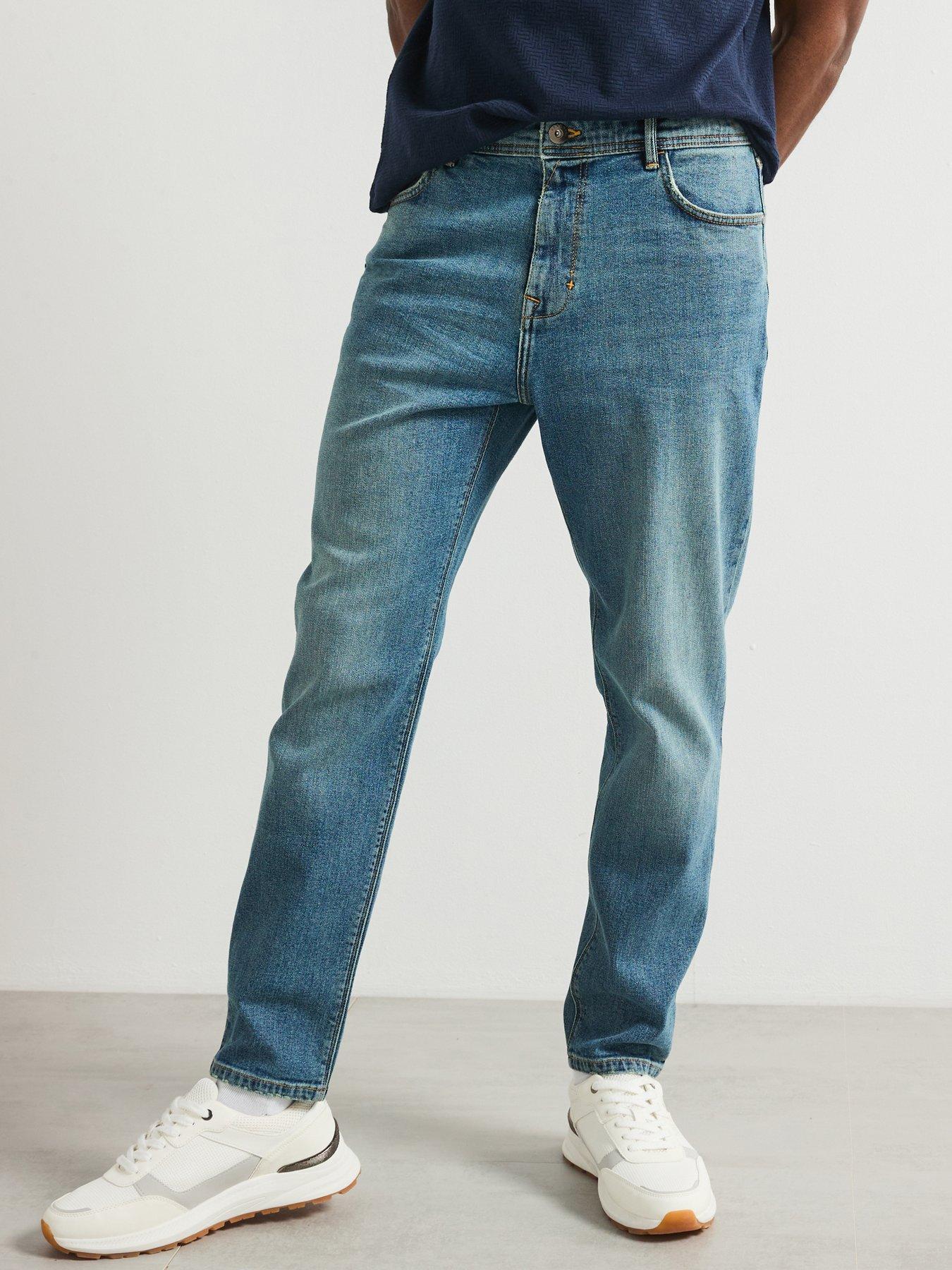 Image 1 of 5 of Very Man Straight Tapered Jeans With Stretch - Blue
