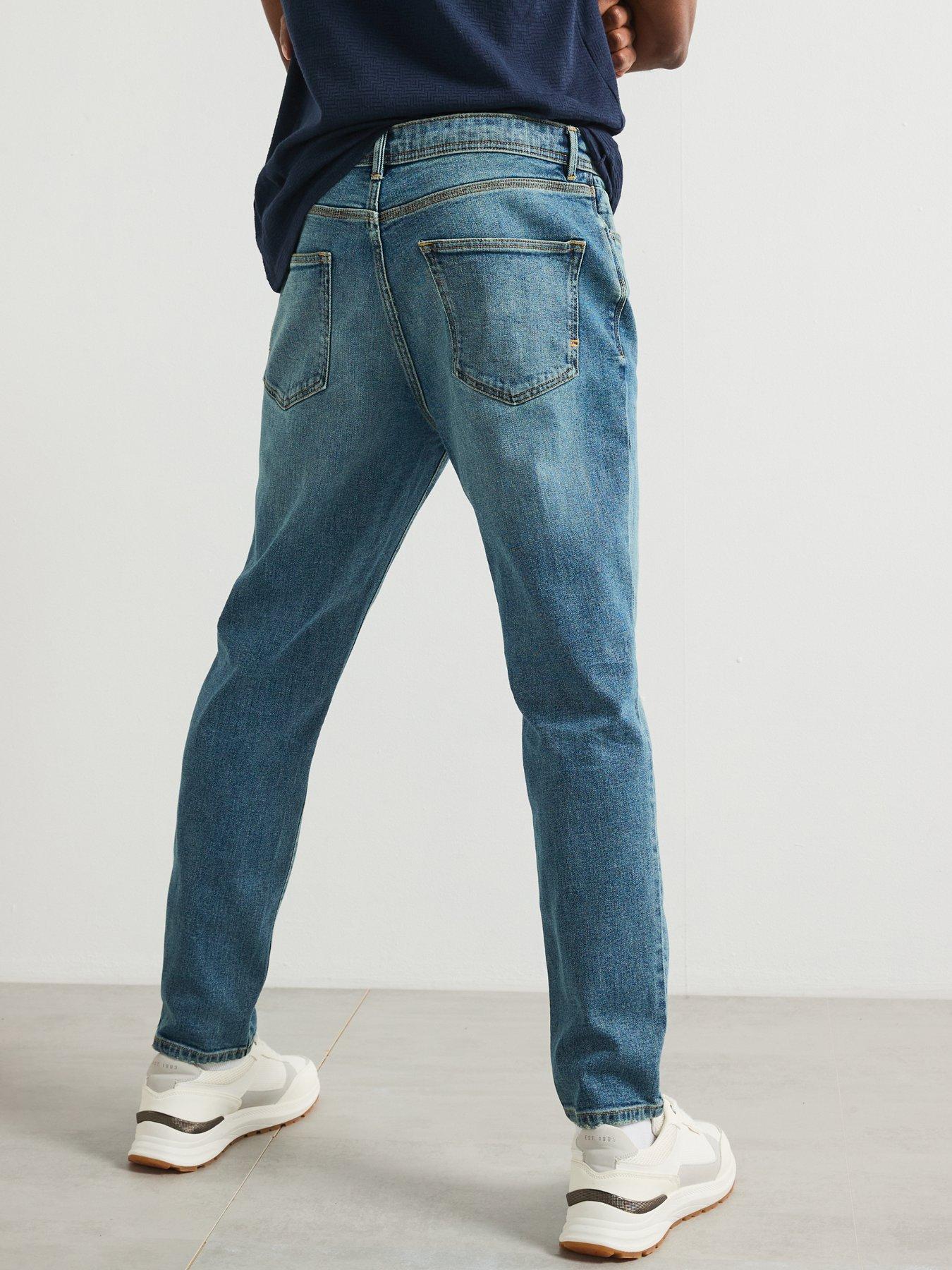Image 2 of 5 of Very Man Straight Tapered Jeans With Stretch - Blue