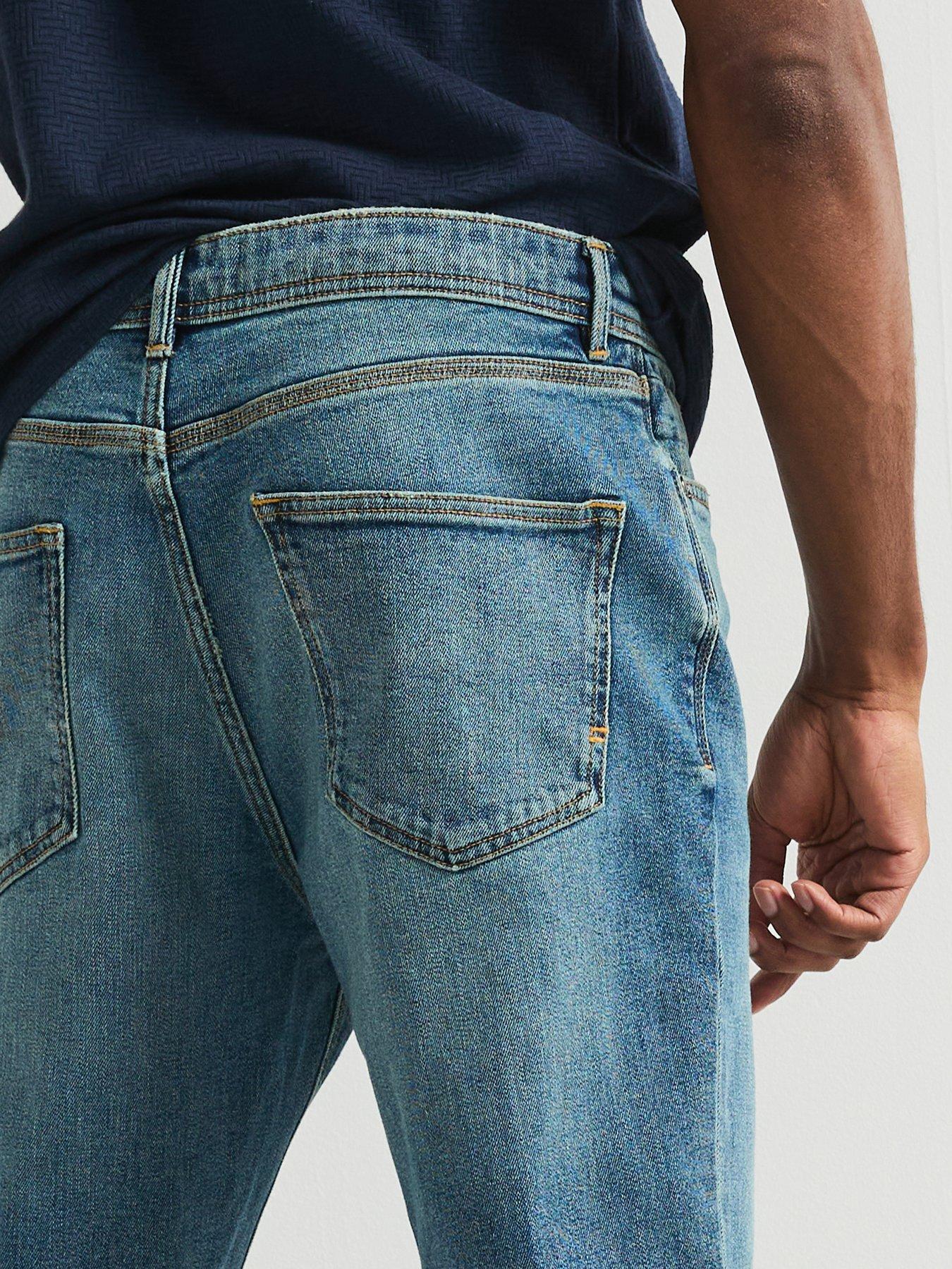 Image 4 of 5 of Very Man Straight Tapered Jeans With Stretch - Blue