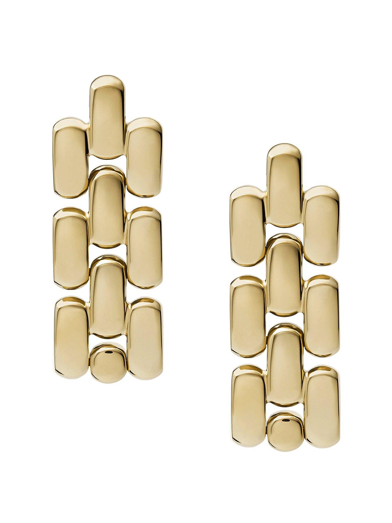 undefined Women's Arden Watch Links Gold-Tone Stainless Steel Drop Earrings