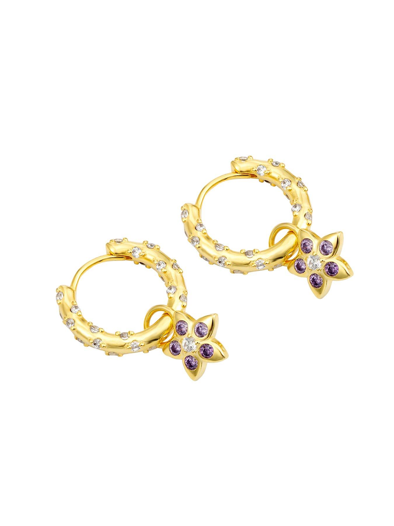 seol-gold-amethyst-flower-charm-starry-hoopsback