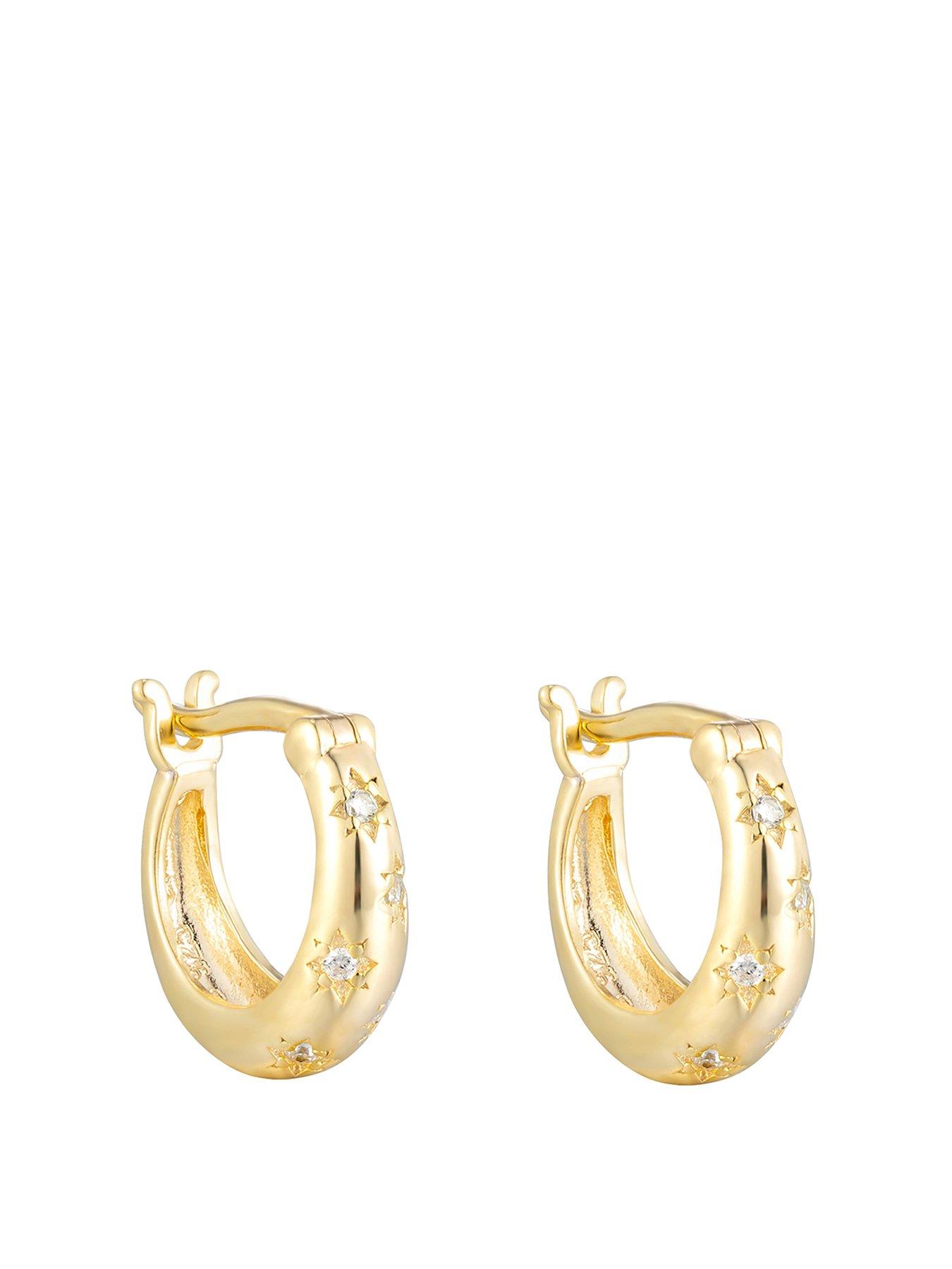 Image 1 of 4 of Seol + Gold CZ Star Set Small Hoops