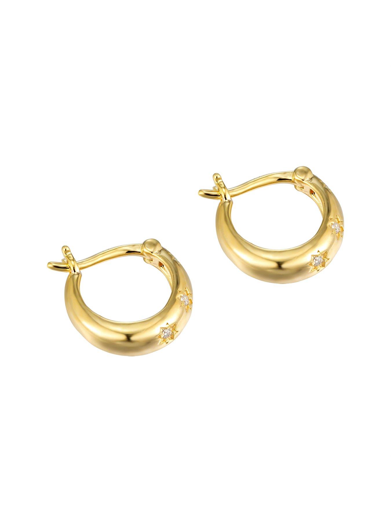 Image 3 of 4 of Seol + Gold CZ Star Set Small Hoops