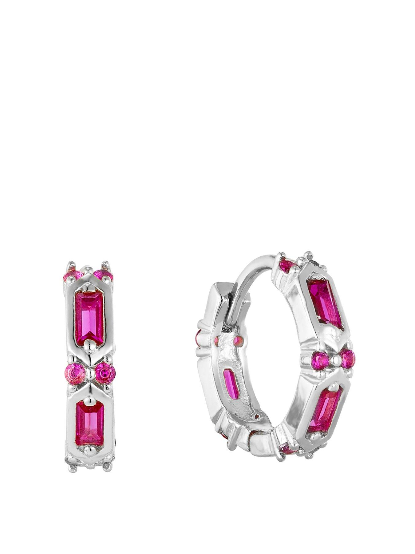 seol-gold-ruby-bezel-cz-huggie-hoopsfront