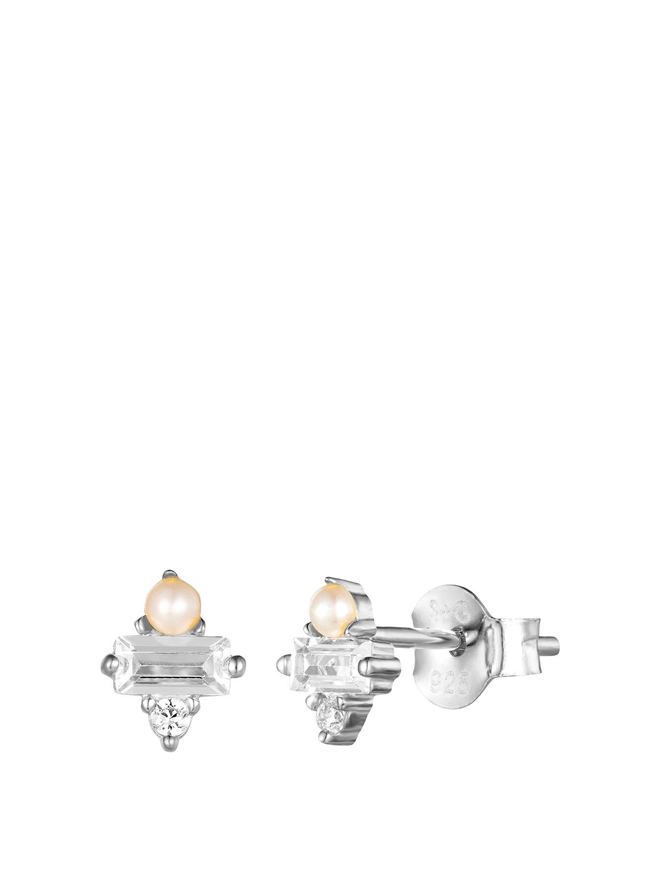 seol-gold-baguette-cz-pearl-stud-earrings