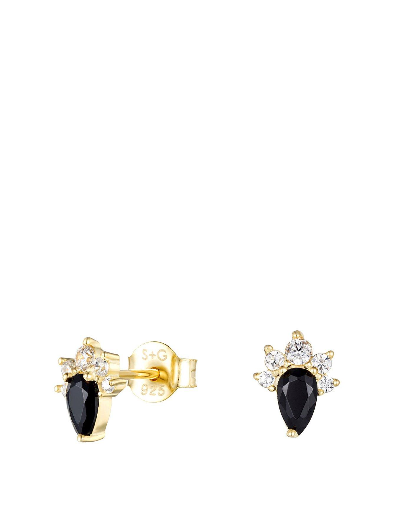 Seol + Gold Onyx CZ Cluster Stud Earrings