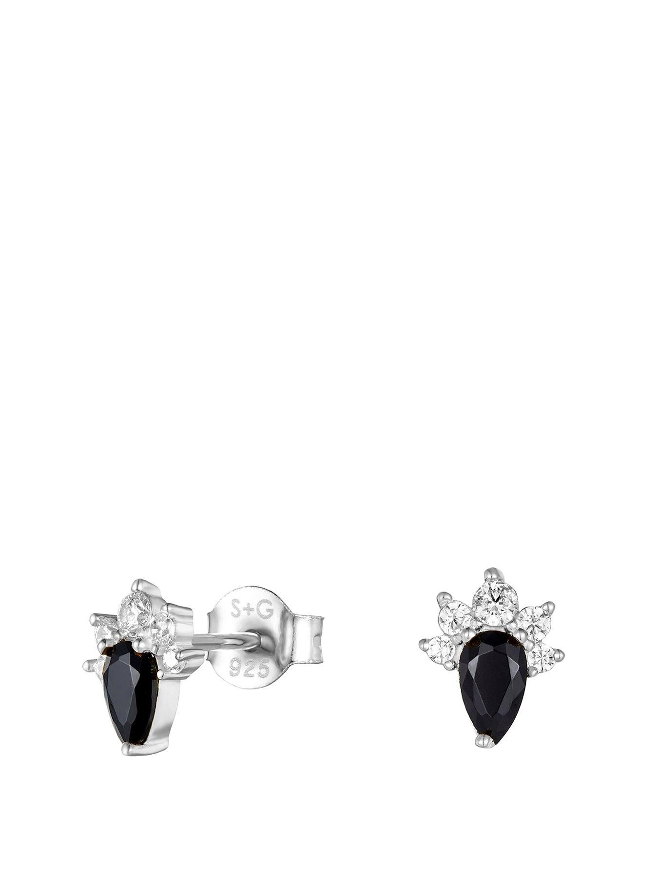 Image 1 of 5 of Seol + Gold Onyx CZ Cluster Stud Earrings