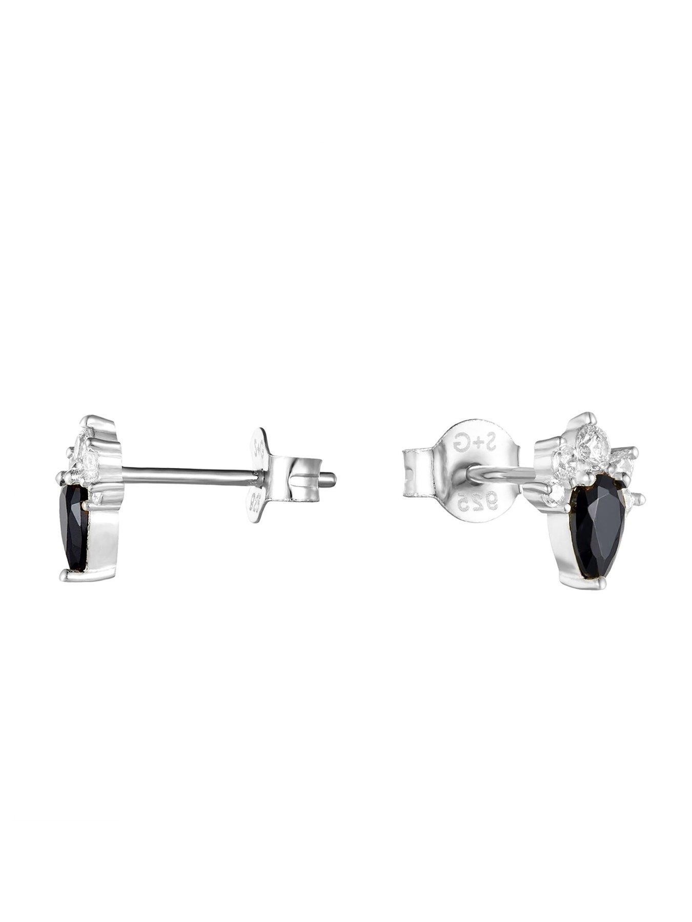 Image 3 of 5 of Seol + Gold Onyx CZ Cluster Stud Earrings