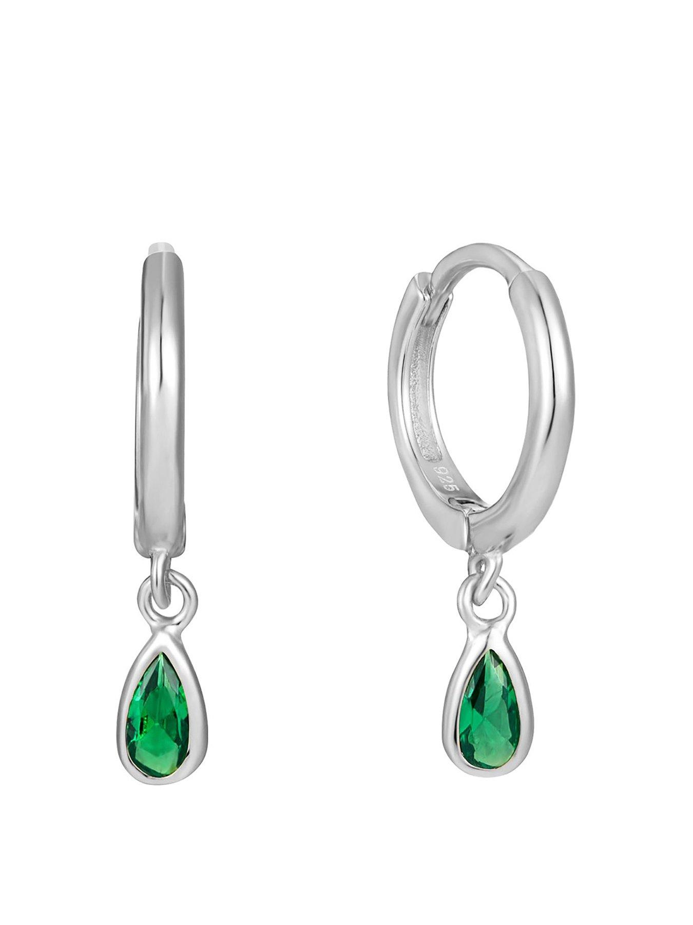 seol-gold-emerald-cz-teardrop-charm-hoops