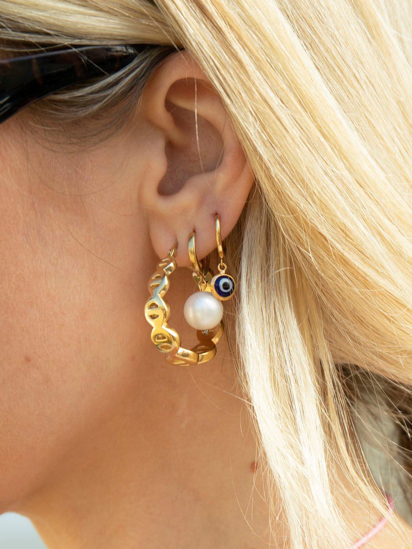 Image 2 of 4 of Seol + Gold Pearl Hoop Earrings