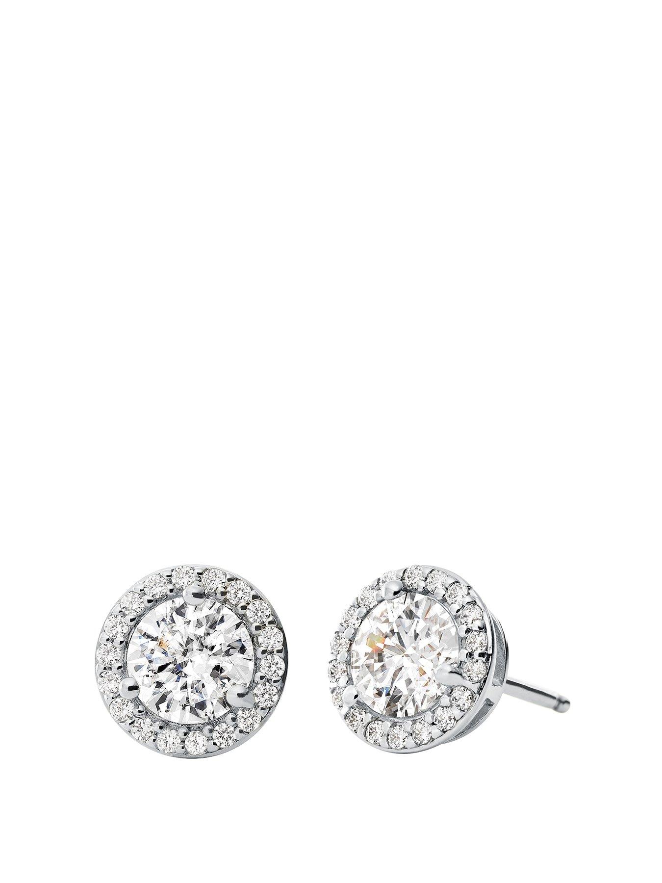 undefined Michael Kors Women's Sterling Silver Cz Halo Studs
