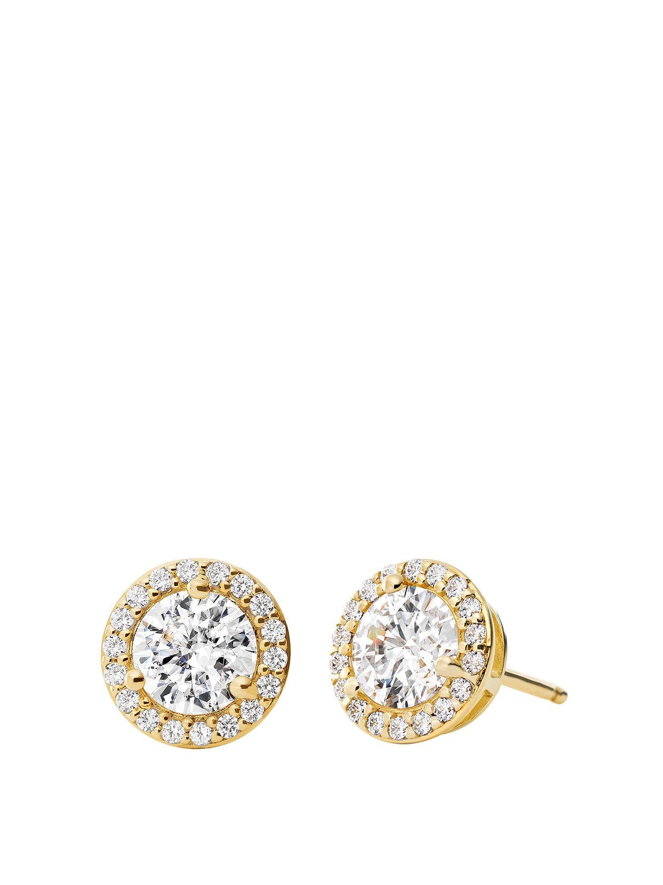 Michael Kors Michael Kors Women's 14k Gold-plated Sterling Silver Cz Halo Studs