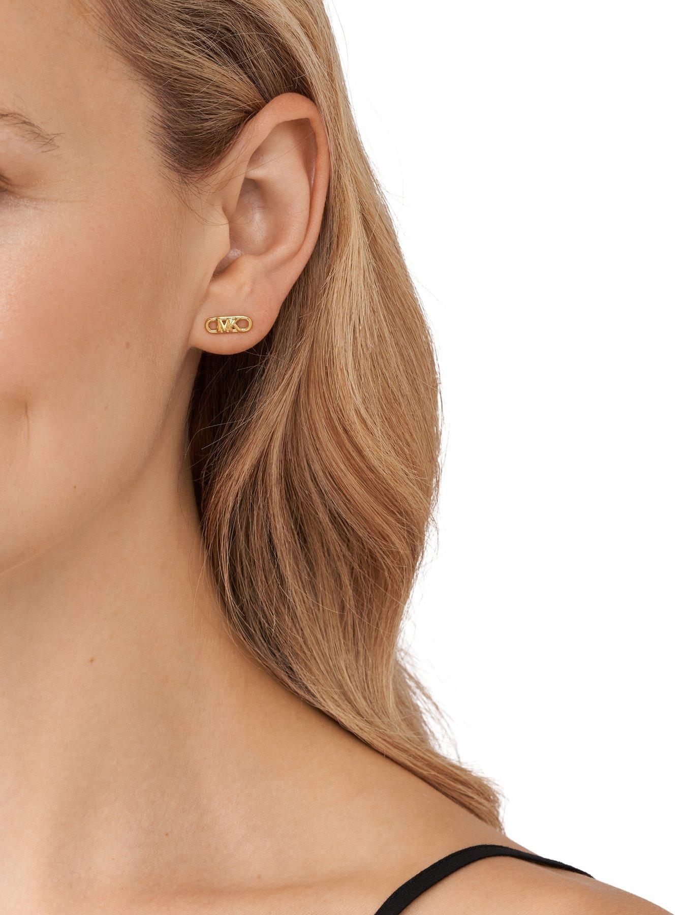 Image 2 of 3 of Michael Kors Michael Kors 14K Gold-Plated Sterling Silver Empire Link Stud Earrings