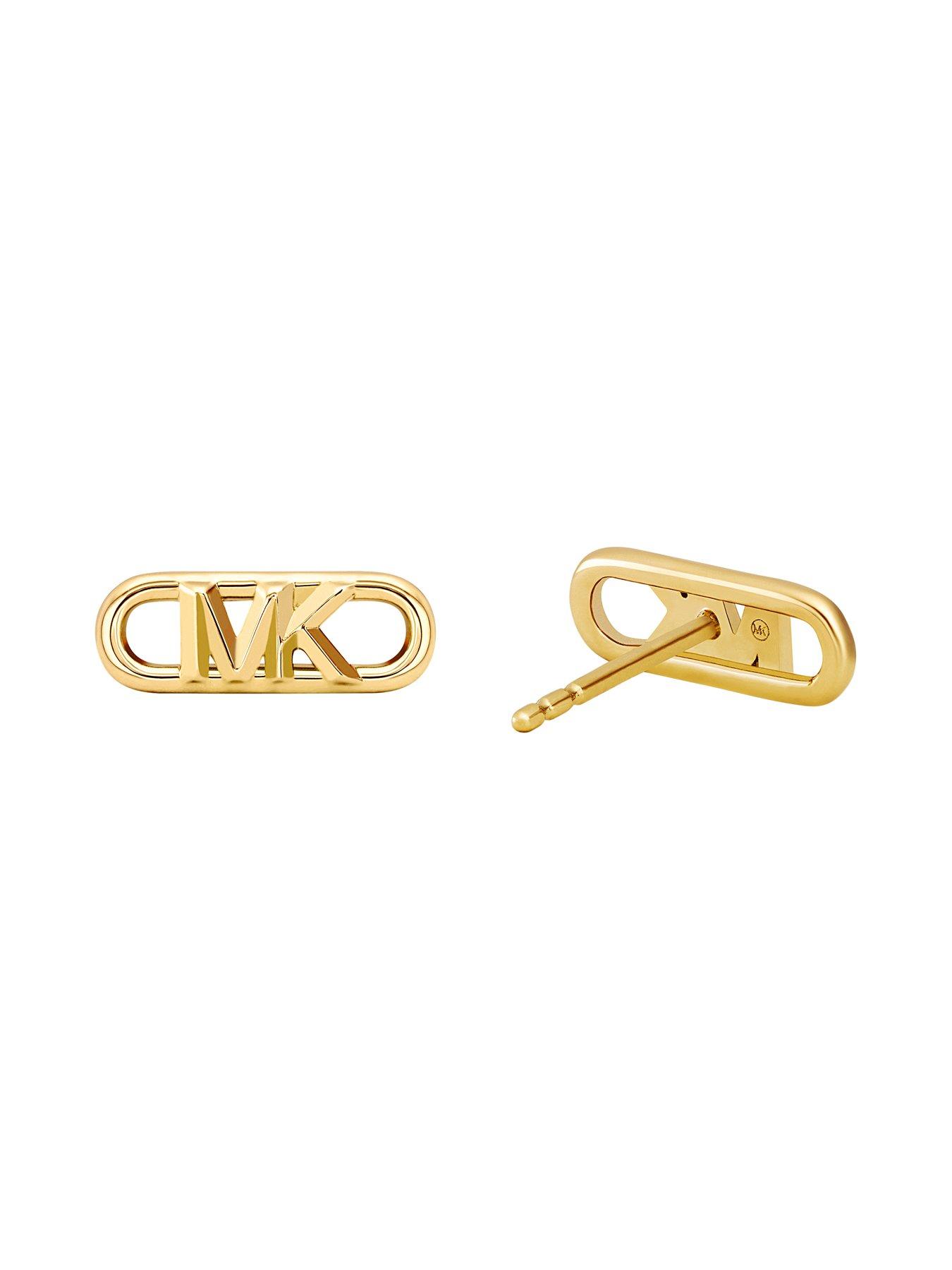 Image 3 of 3 of Michael Kors Michael Kors 14K Gold-Plated Sterling Silver Empire Link Stud Earrings