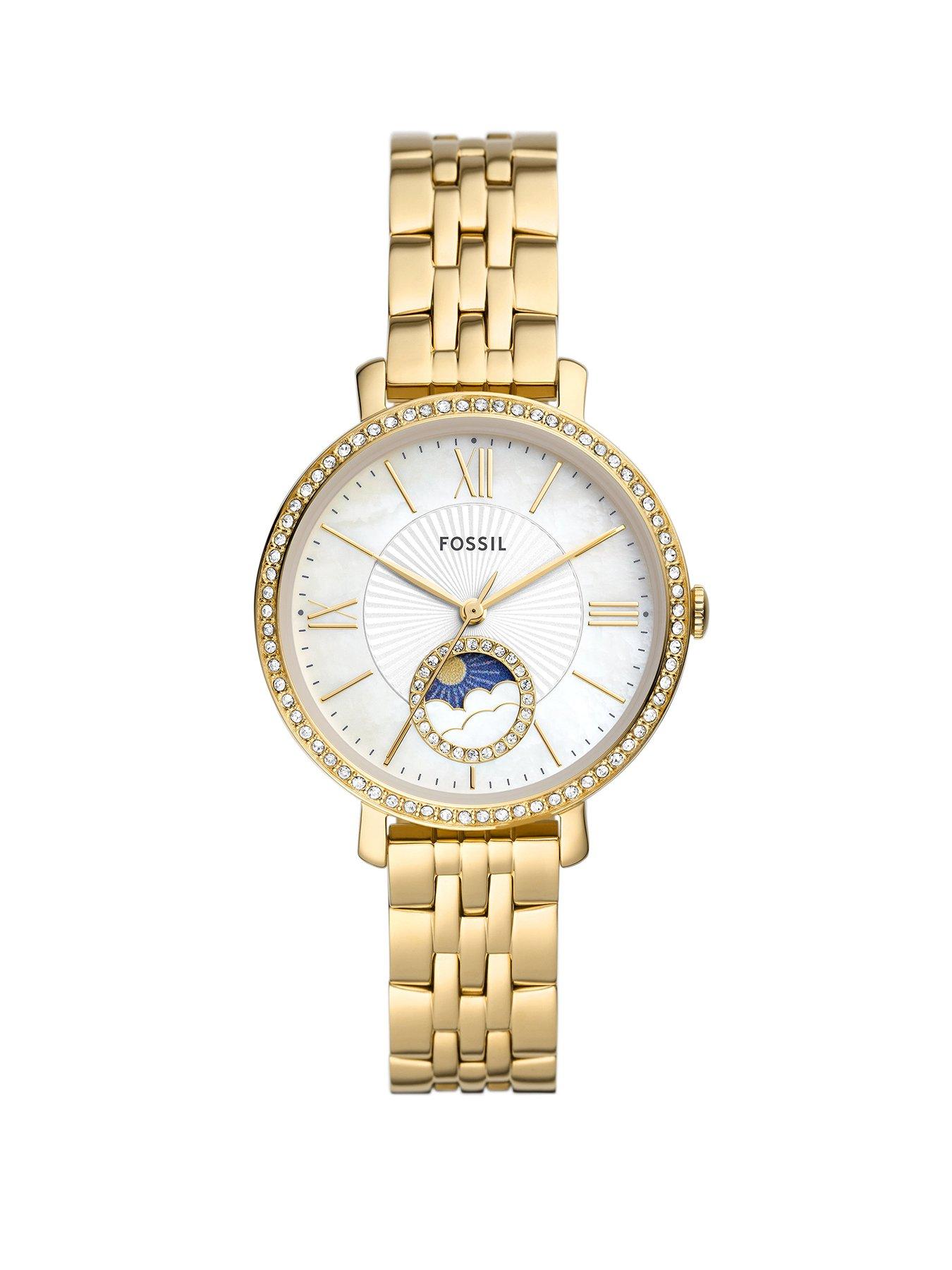 undefined Jacqueline Sun Moon Multifunction Gold-Tone Stainless Steel Watch