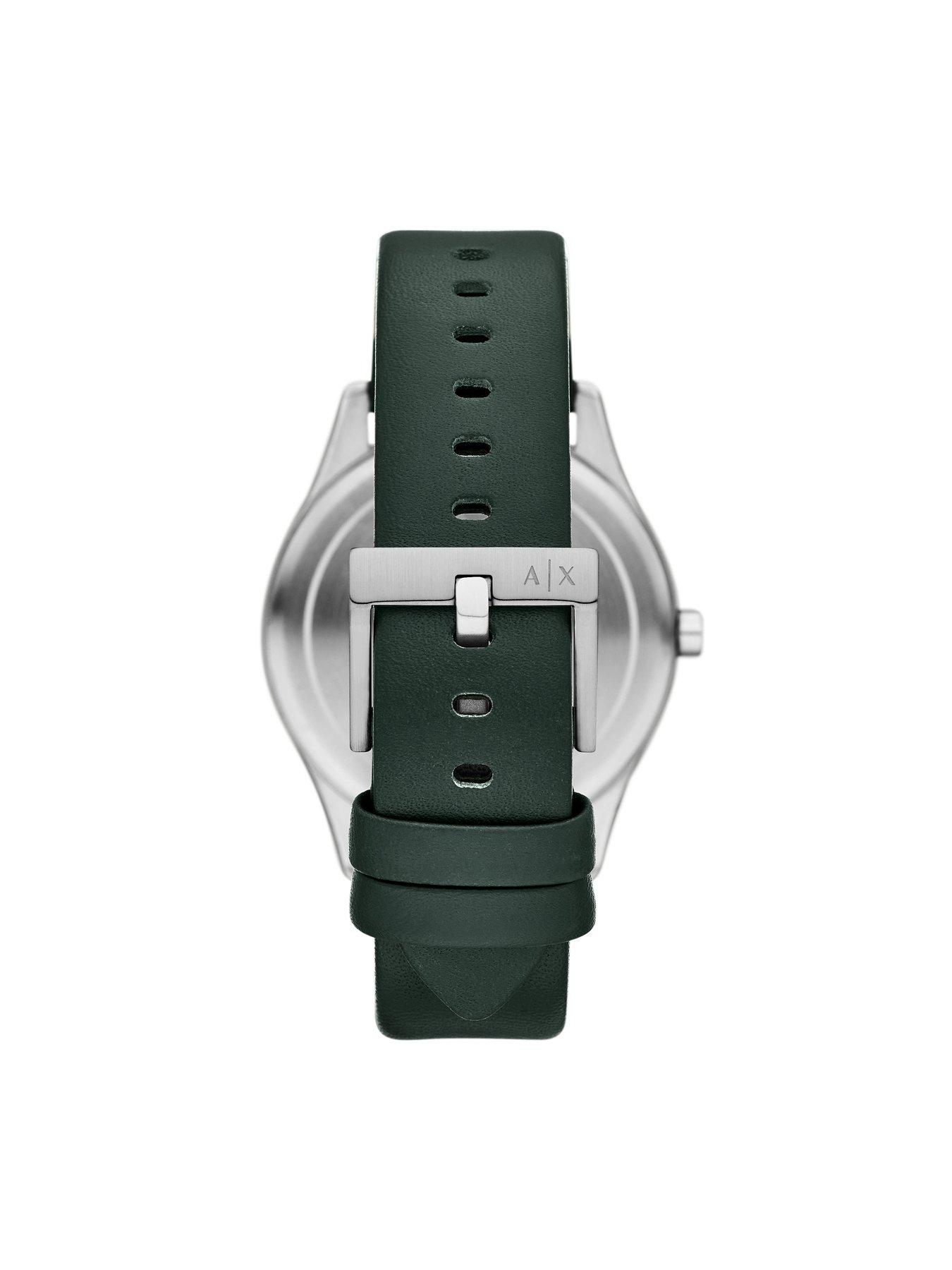 armani-exchange-armani-exchange-multifunction-green-leather-watchoutfit