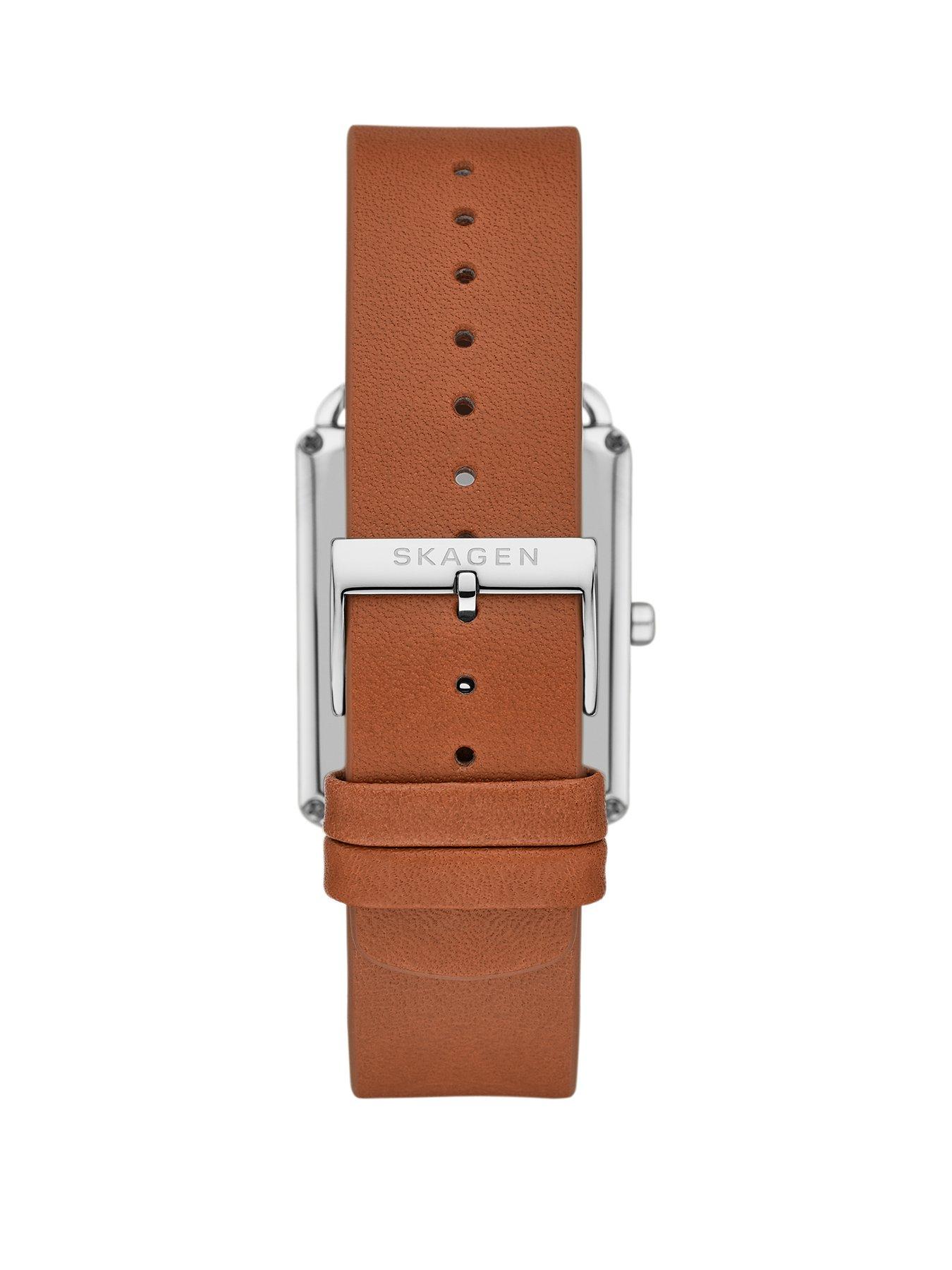 skagen-hagen-three-hand-brown-leather-watchstillFront