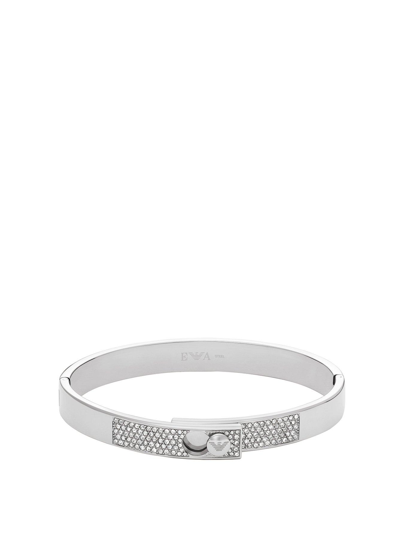 Emporio Armani Emporio Armani Stainless Steel with Crystals Setted Bangle Bracelet