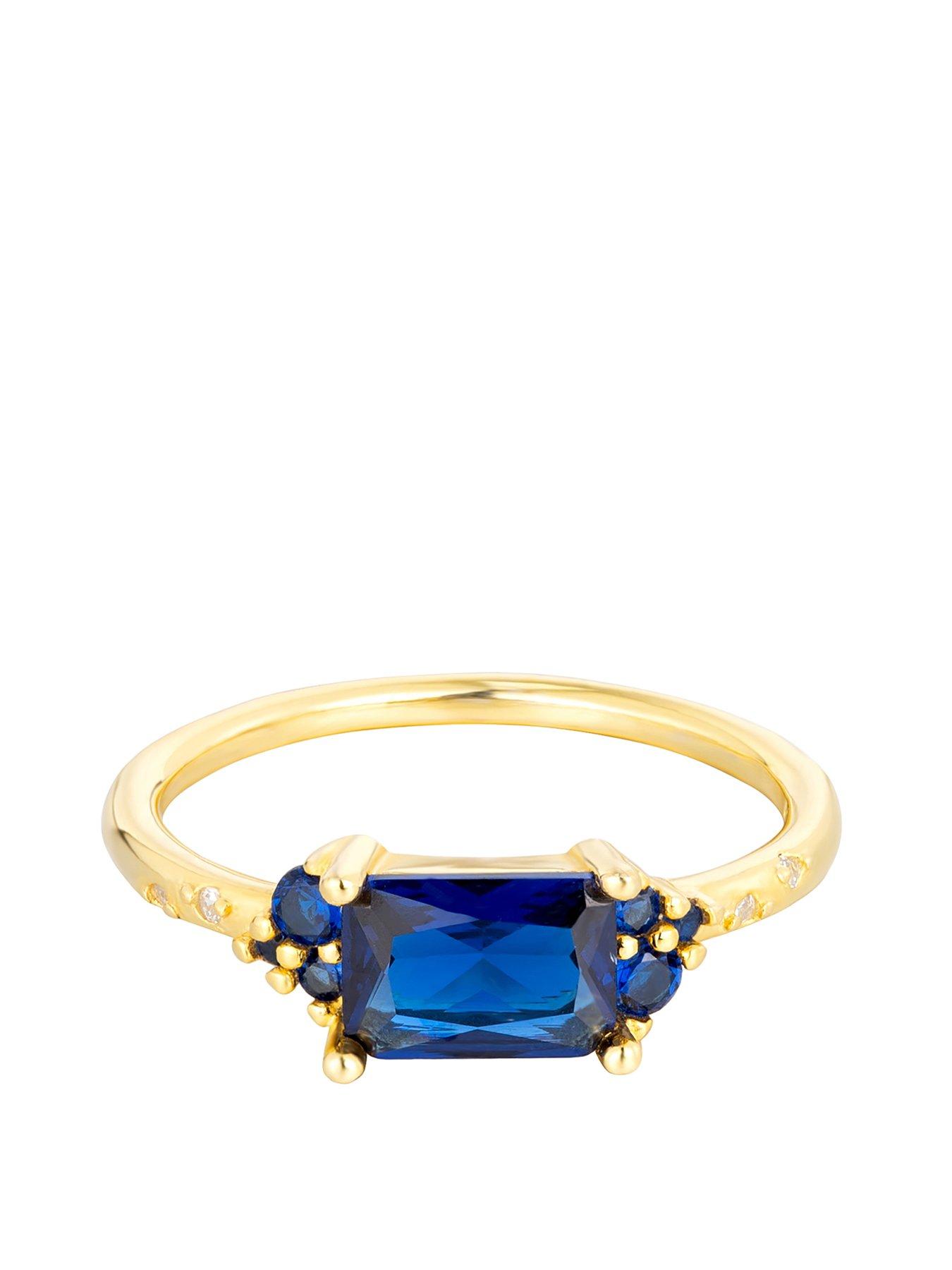 Seol + Gold Sapphire CZ Baguette Ring