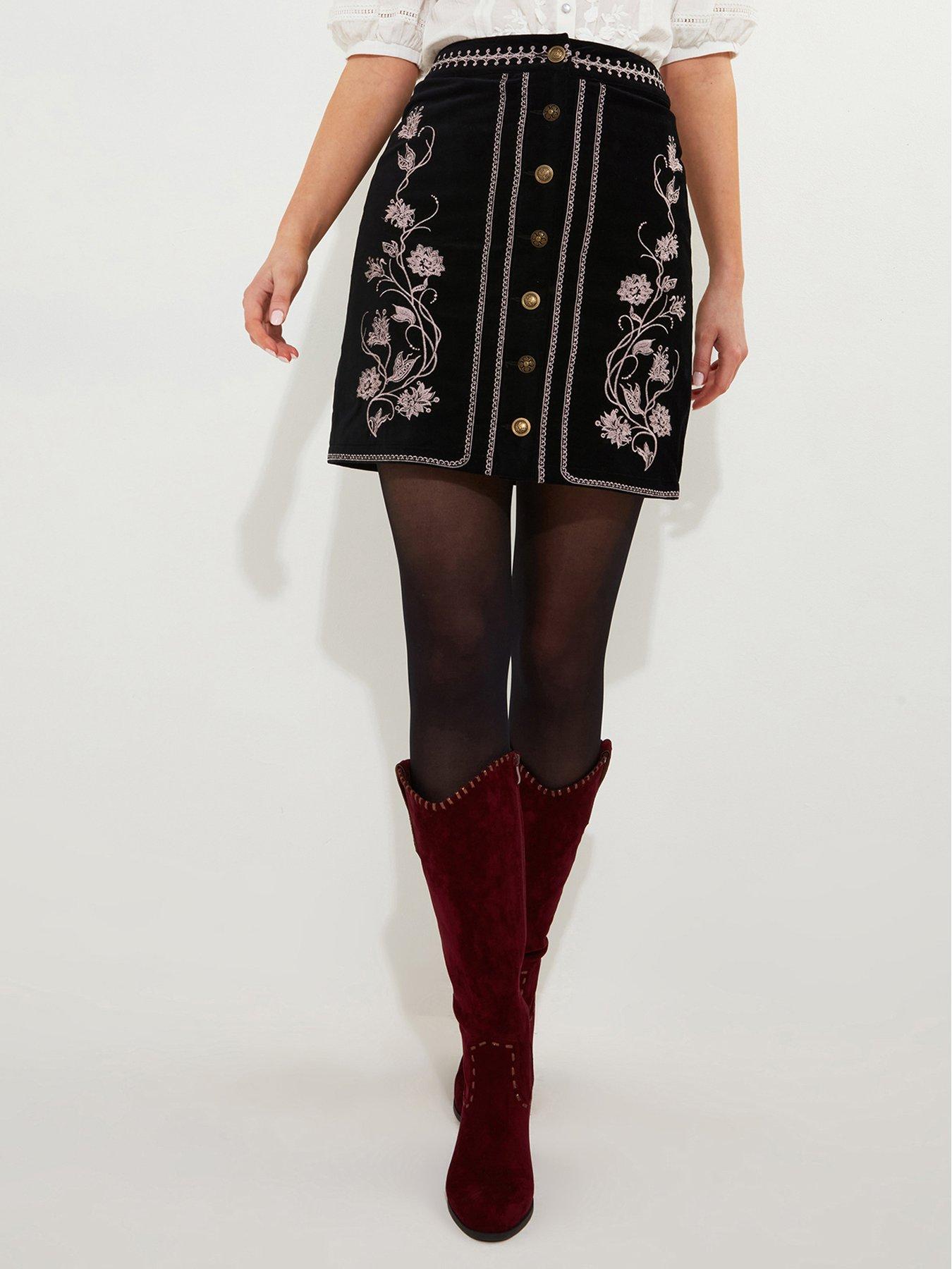 joe-browns-embroidered-mini-skirt-blackfront